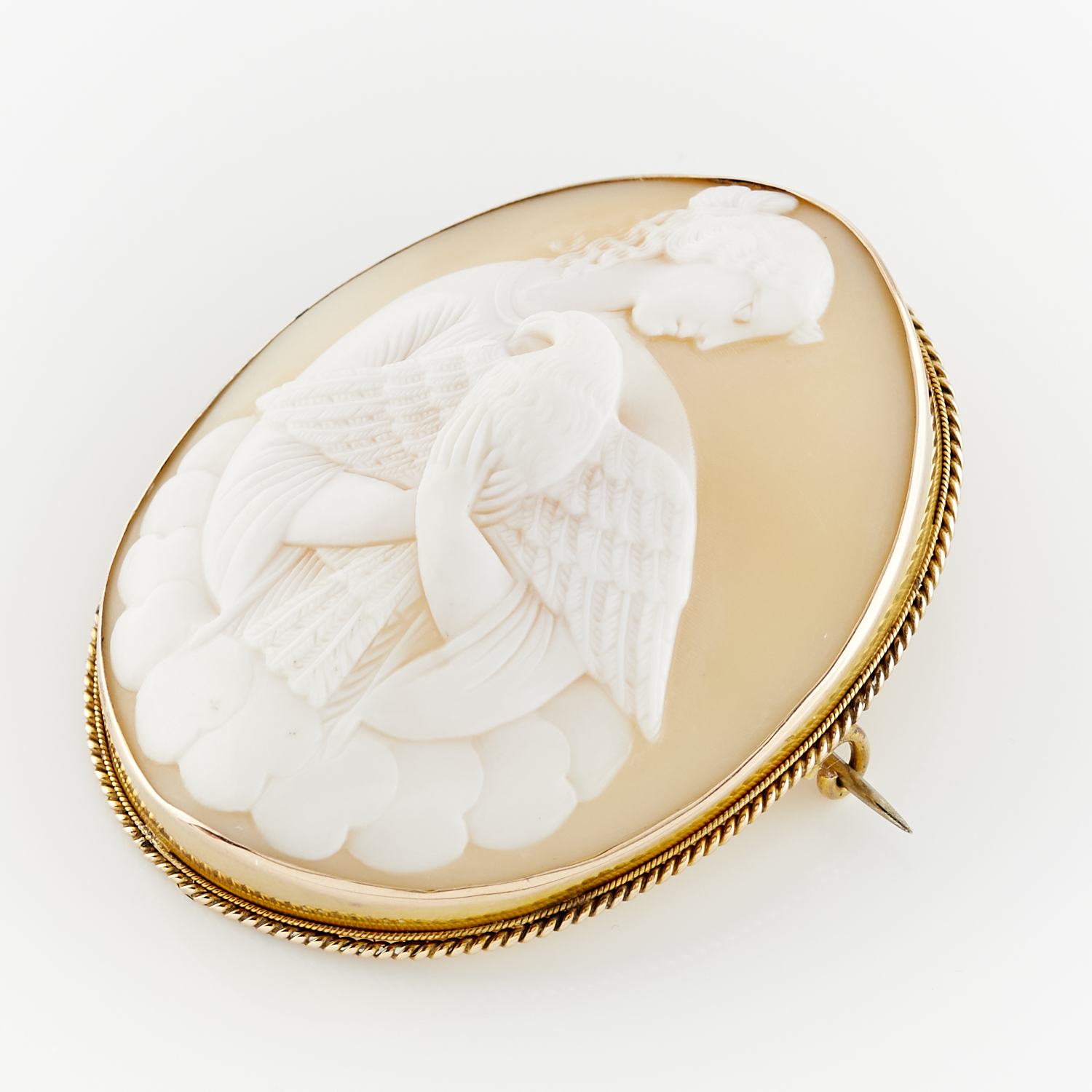 English 9ct Gold Cameo Brooch Depicting Hebe - Image 6 of 7