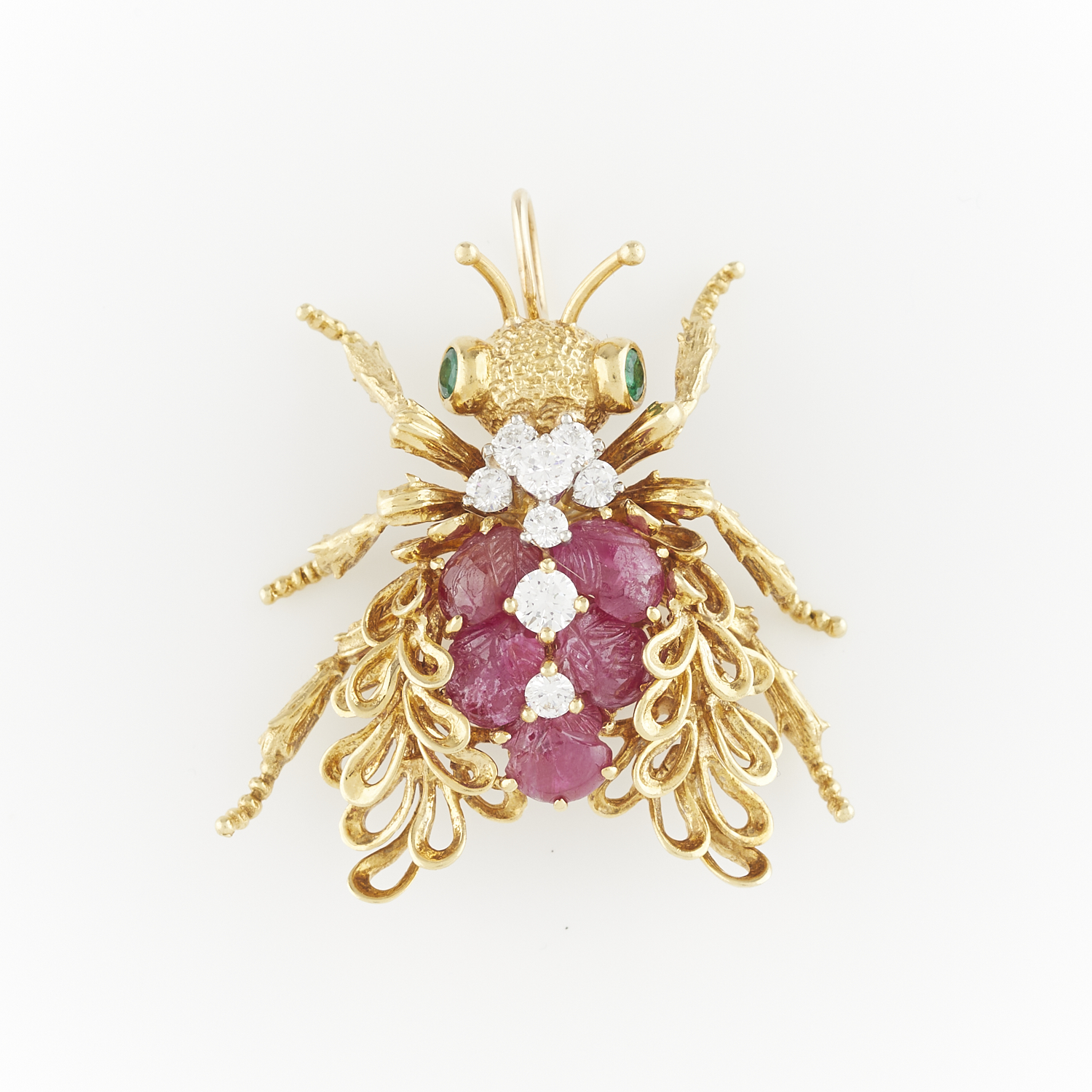 14k Fly Pendant w/ Diamonds, Rubies, & Emeralds