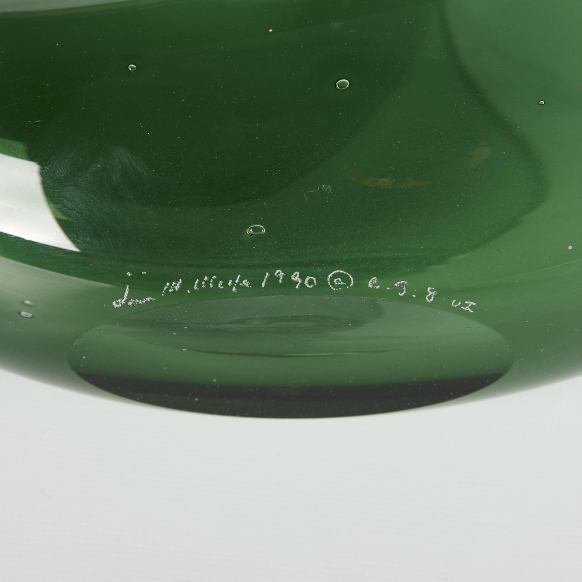 Jon Wolfe Green Studio Glass Sculpture 1990 - Image 2 of 11