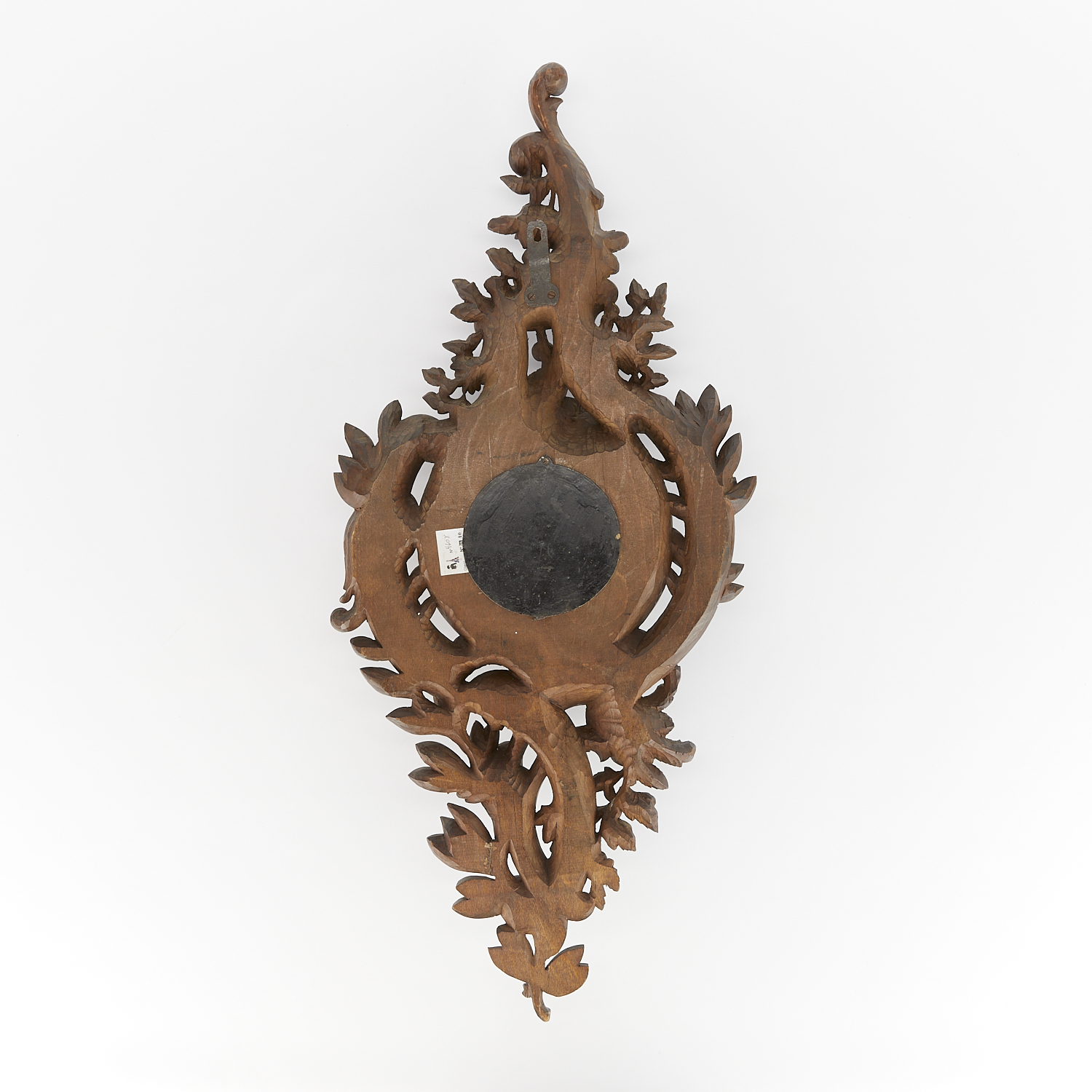 French Louis XV Style Carved Wood Wall Clock - Image 7 of 12