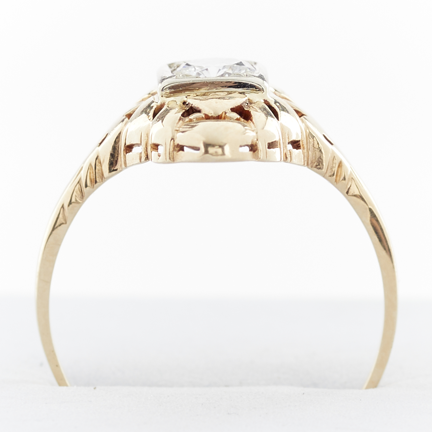 14k Gold Art Deco Navette Diamond Ring - Image 8 of 11