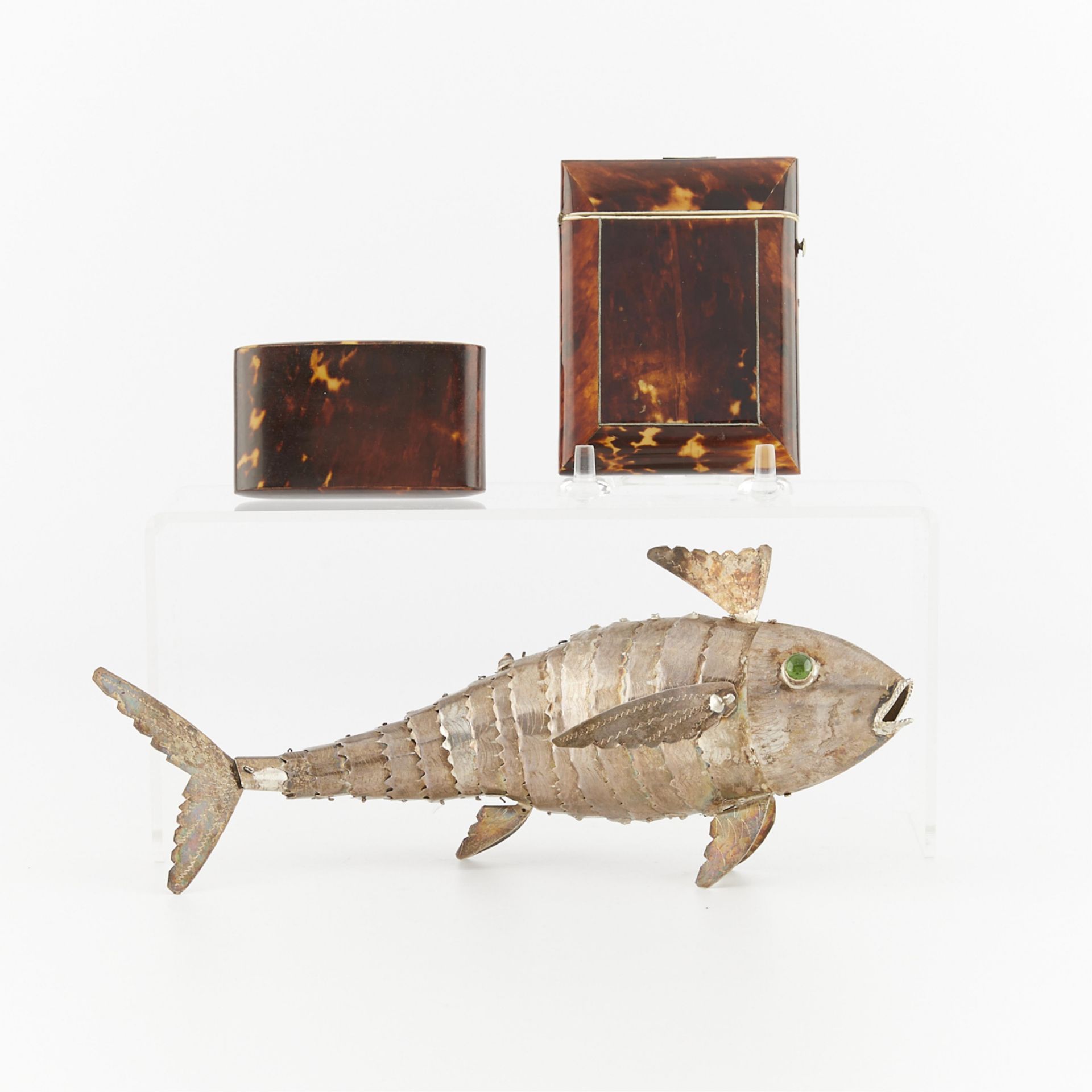 Sterling Silver Fish & 2 Tortoiseshell Cases - Bild 5 aus 12