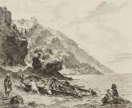 Toussaint Coast of Morocco Etching Aft. Delacroix