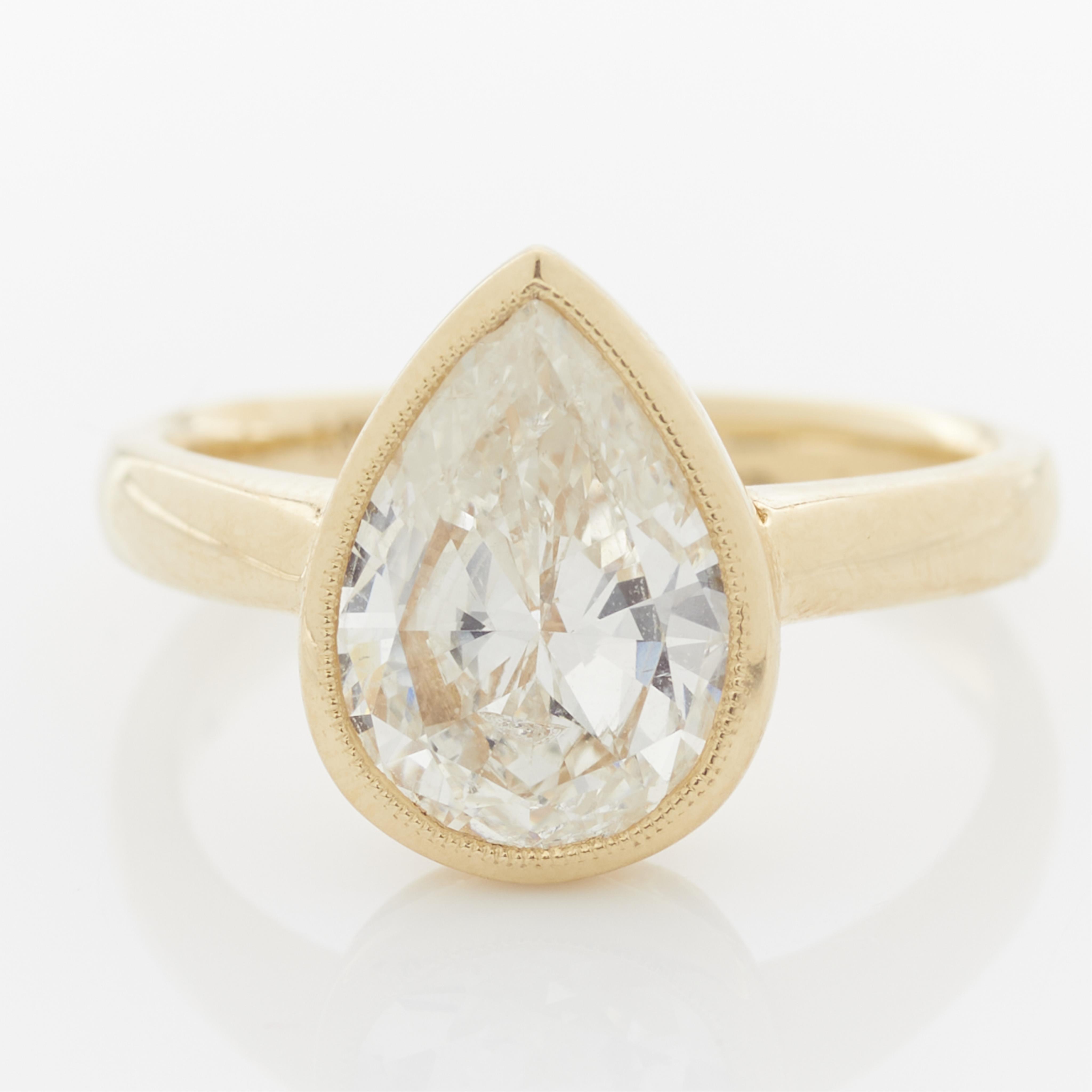 18k Yellow Gold Pear Cut Diamond Ring - 2.02 Ct - Image 4 of 13