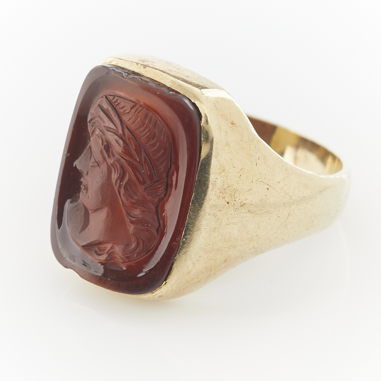 14k Yellow Gold Hardstone Cameo Ring - Image 11 of 11