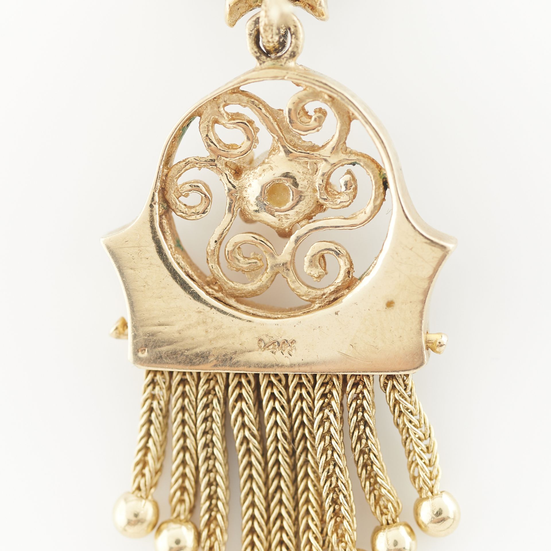 14k Yellow Gold & Enamel Victorian Tassel Earrings - Bild 4 aus 5