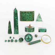 Group of 15 Malachite Items