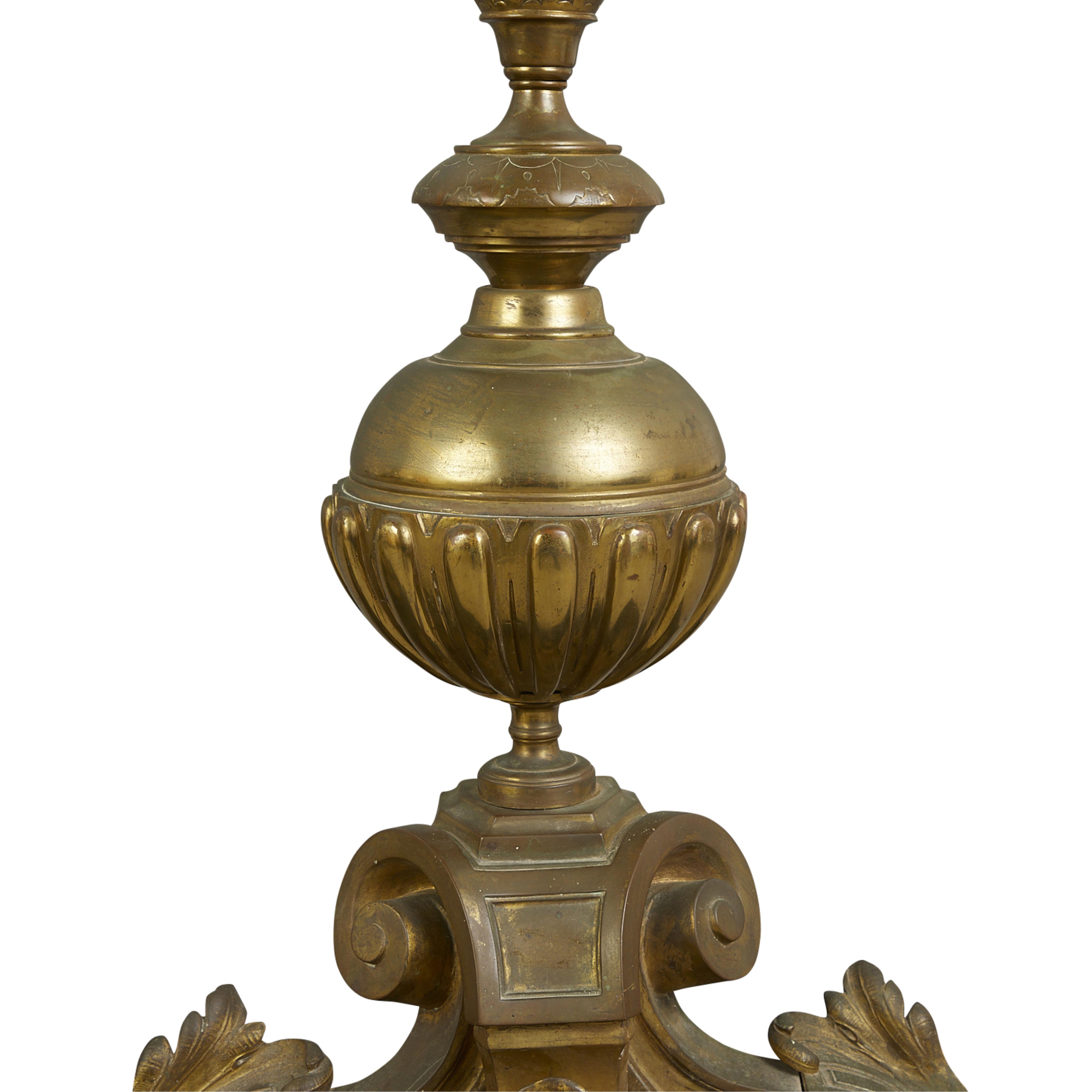 Pair 19th c. Brass Fireplace Andirons - Image 2 of 11