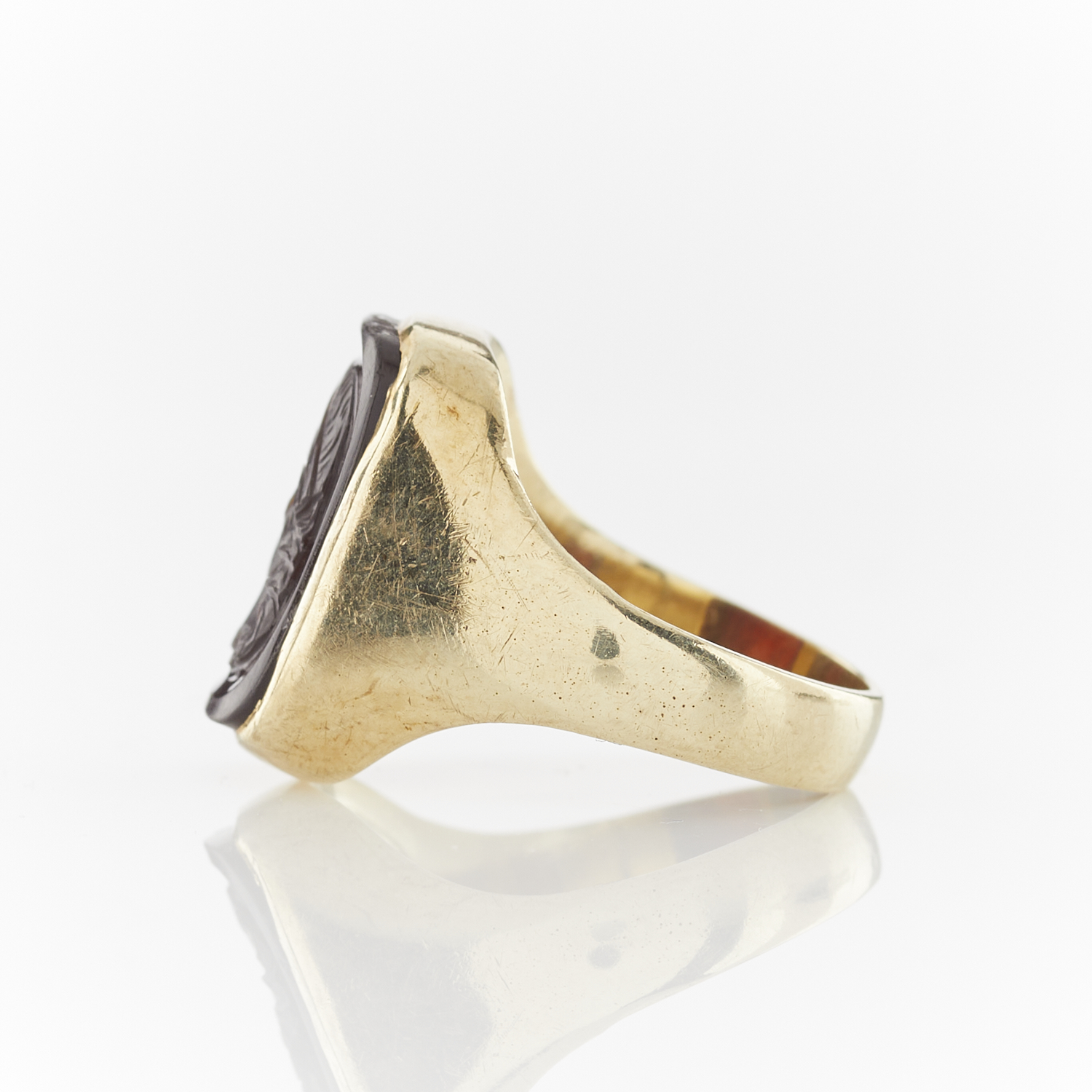 14k Yellow Gold Hardstone Cameo Ring - Image 9 of 11