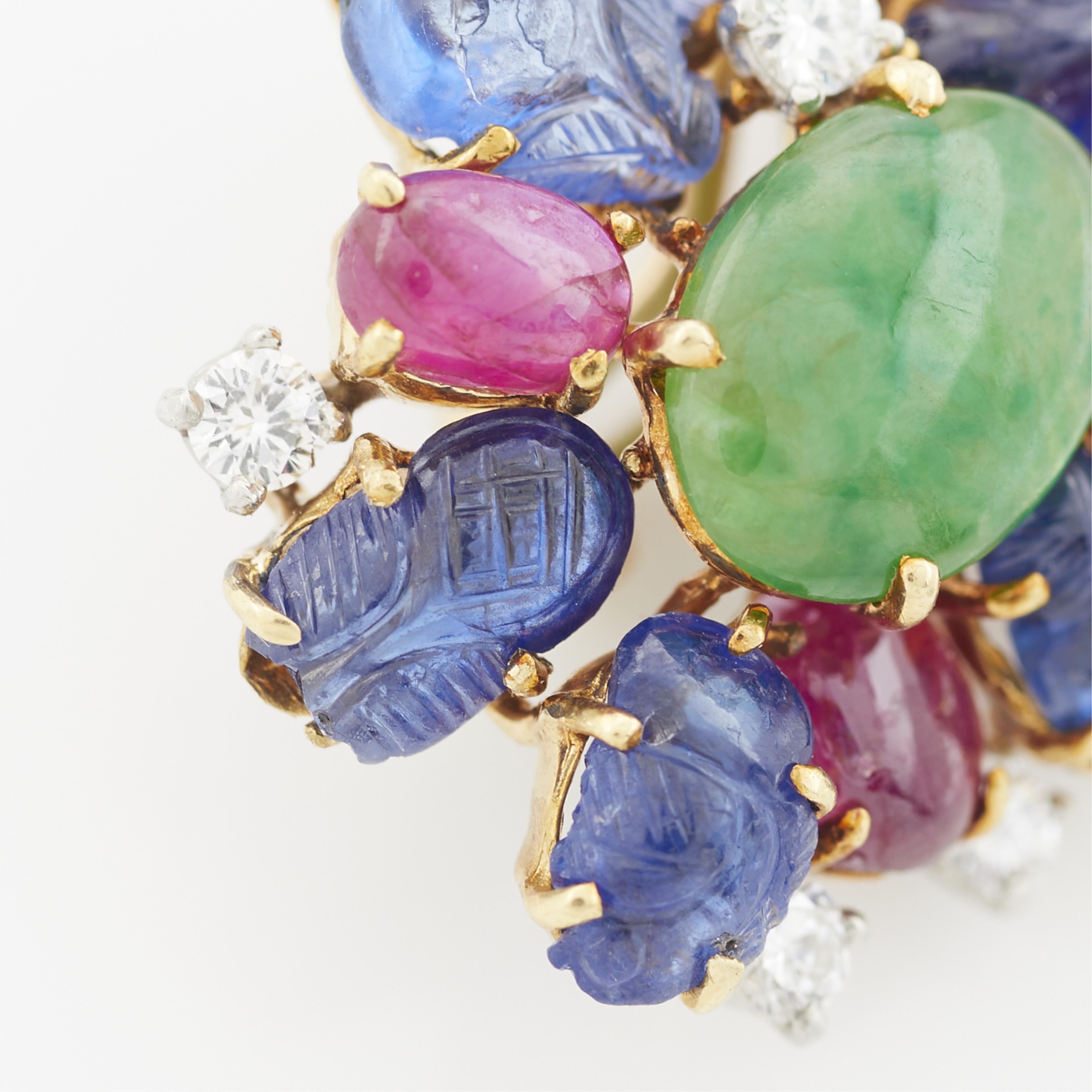 14k Tutti Frutti Earrings w/ Dia. & Colored Stones - Image 5 of 8