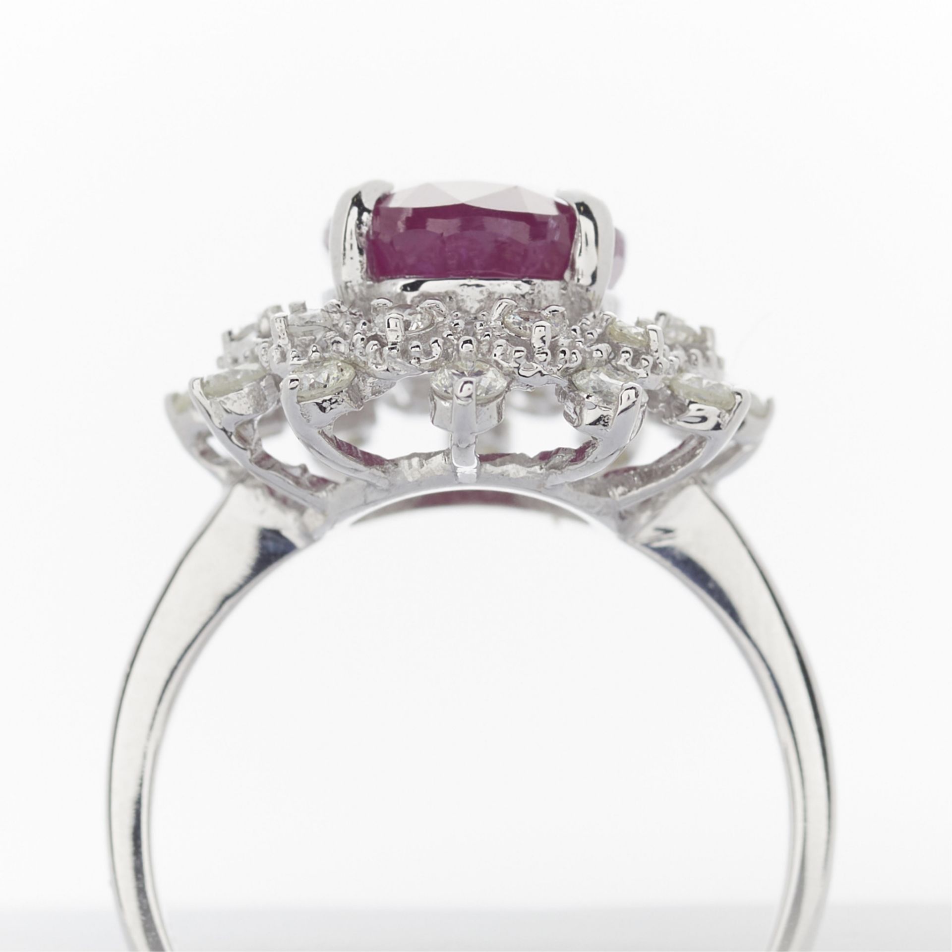 14k White Gold Ruby & Diamond Ring - Bild 11 aus 12