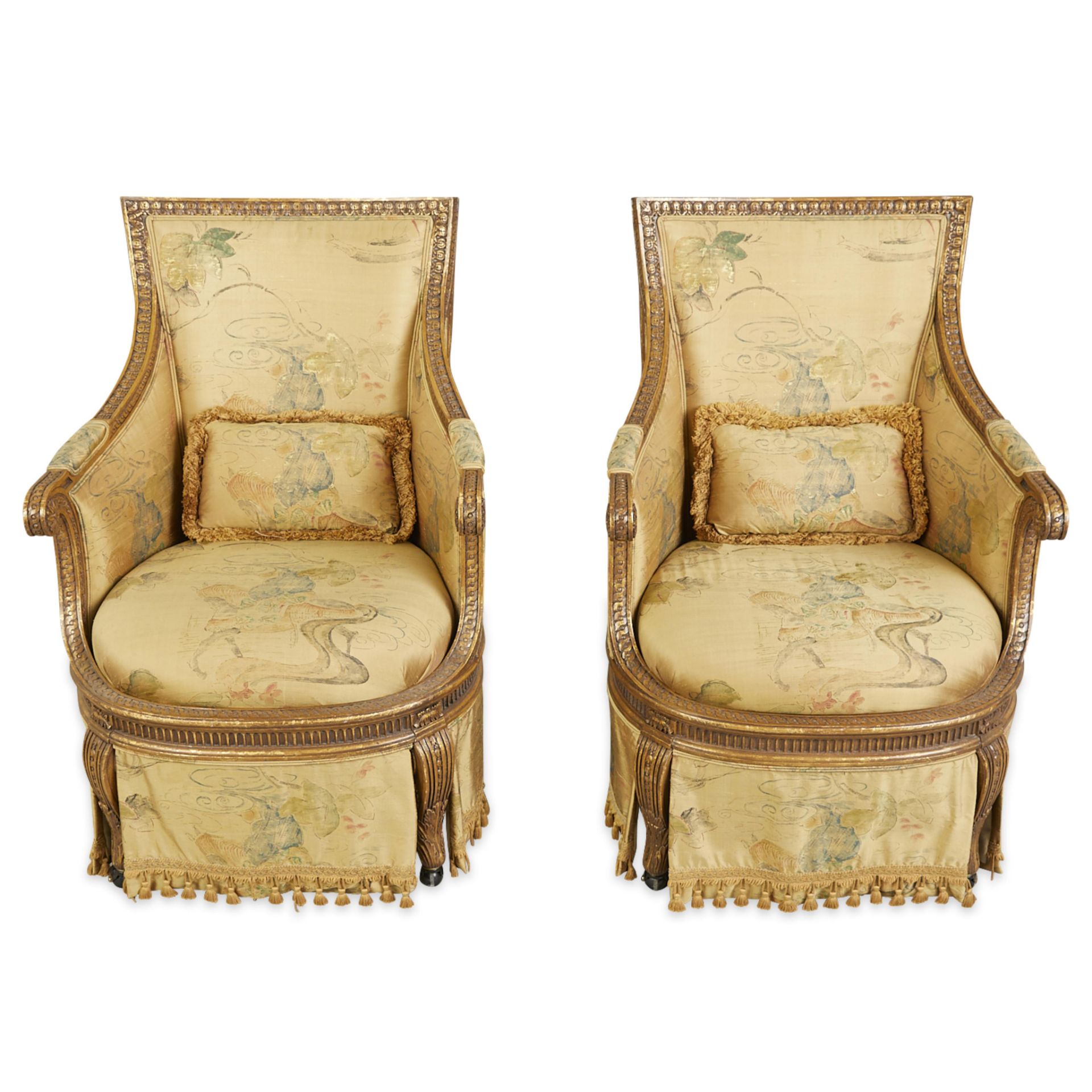 Set 4 Louis XVI Style Giltwood Bergeres Armchairs - Image 16 of 26