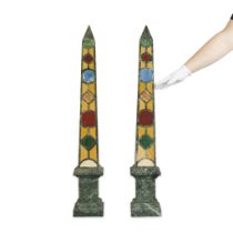 Pair 19th c. Grand Tour Specimen Obelisks