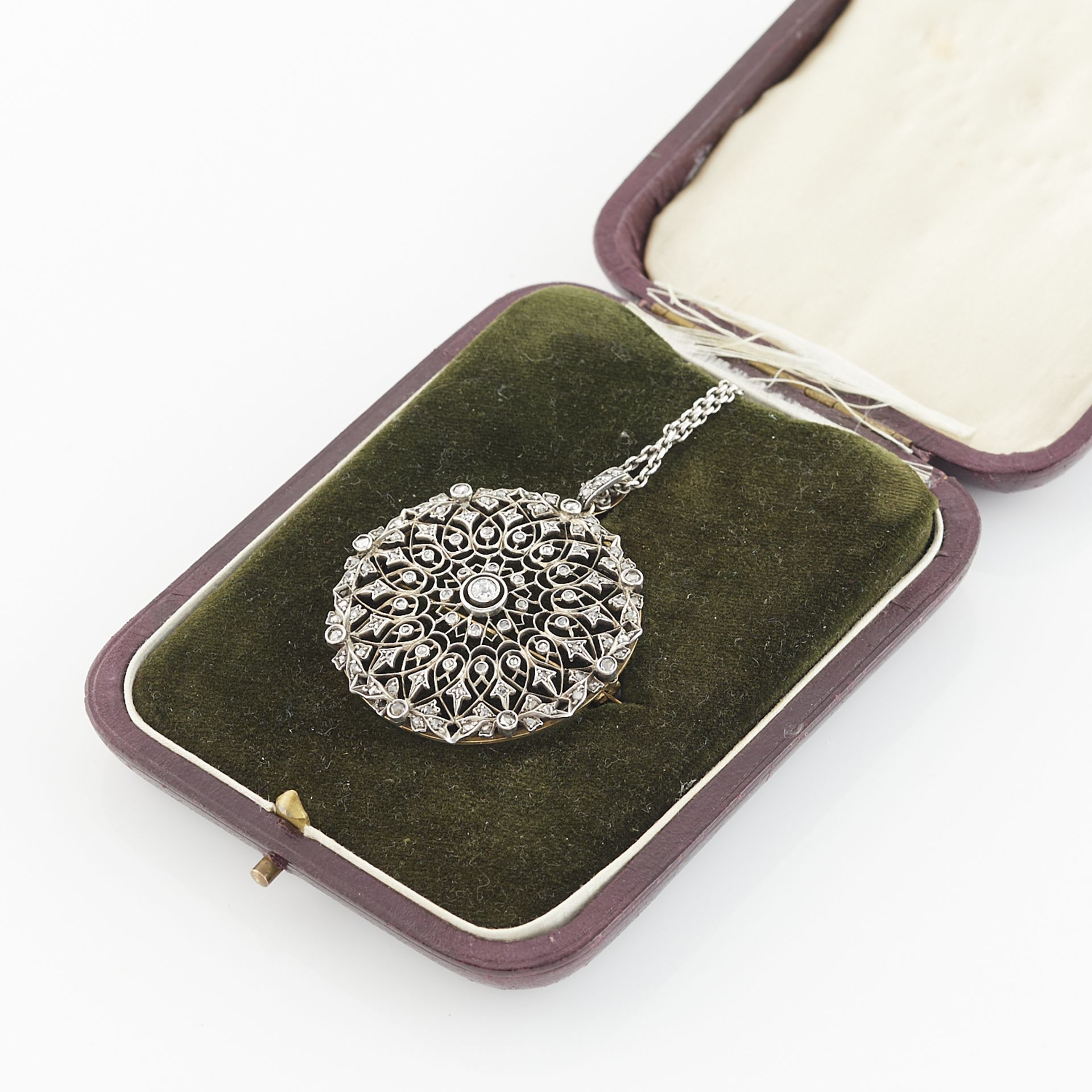 Edwardian Diamond Circle Brooch Pendant - Bild 9 aus 15