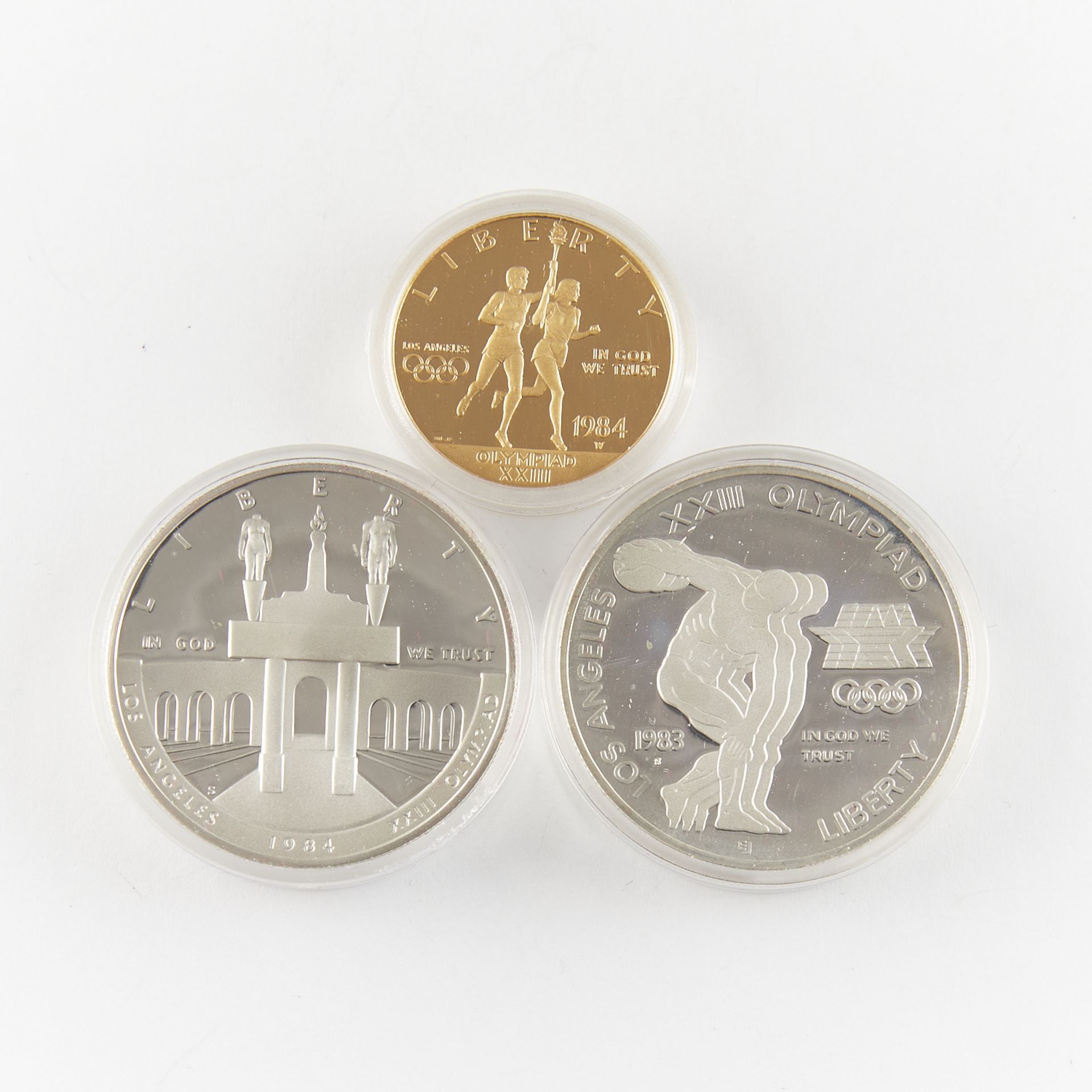 1984 Silver & Gold Olympic Proof Three Coin Set - Bild 2 aus 3