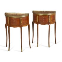 Pr French Empire Style Half-Round Side Tables
