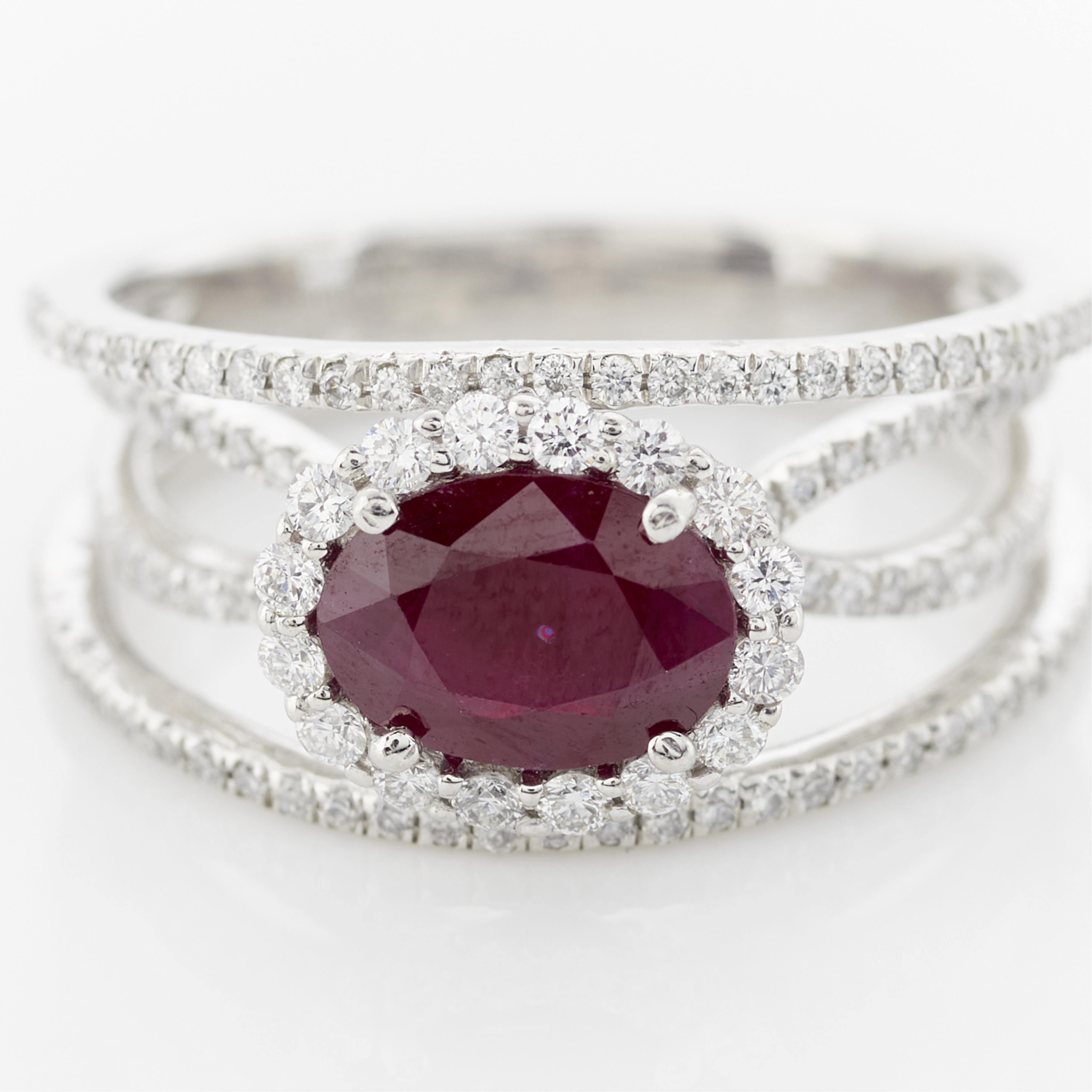 Platinum, Burmese Ruby, & Diamond Ring - Image 3 of 14