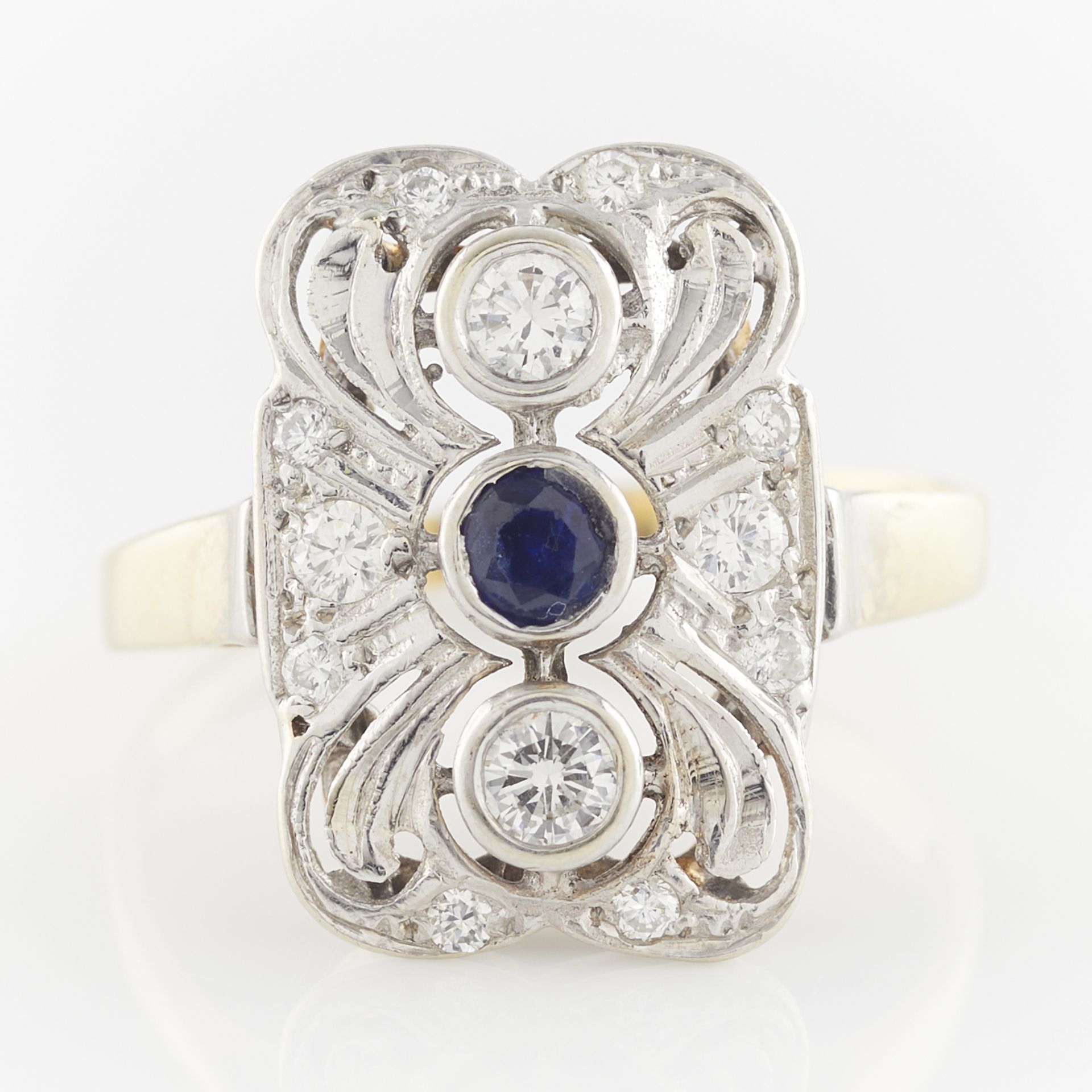 Gold, Diamond, & Sapphire Filigree Ring - Bild 8 aus 11