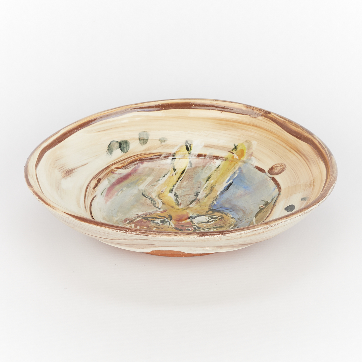 Ron Meyers Ceramic Hand-Painted Rabbit Bowl - Image 7 of 9
