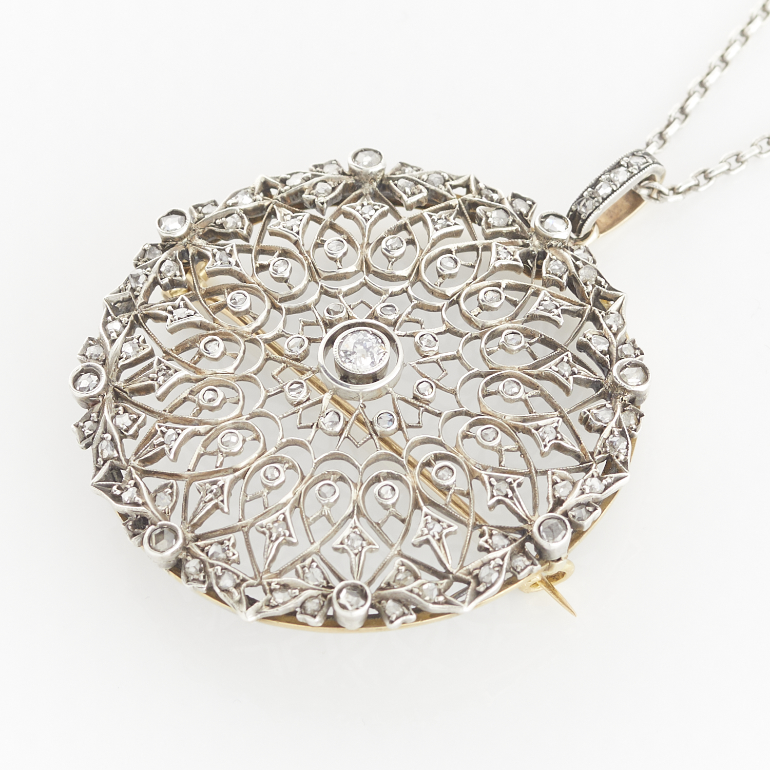 Edwardian Diamond Circle Brooch Pendant - Image 3 of 15