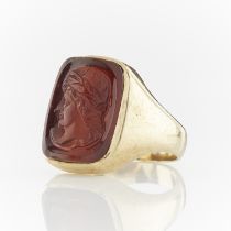 14k Yellow Gold Hardstone Cameo Ring