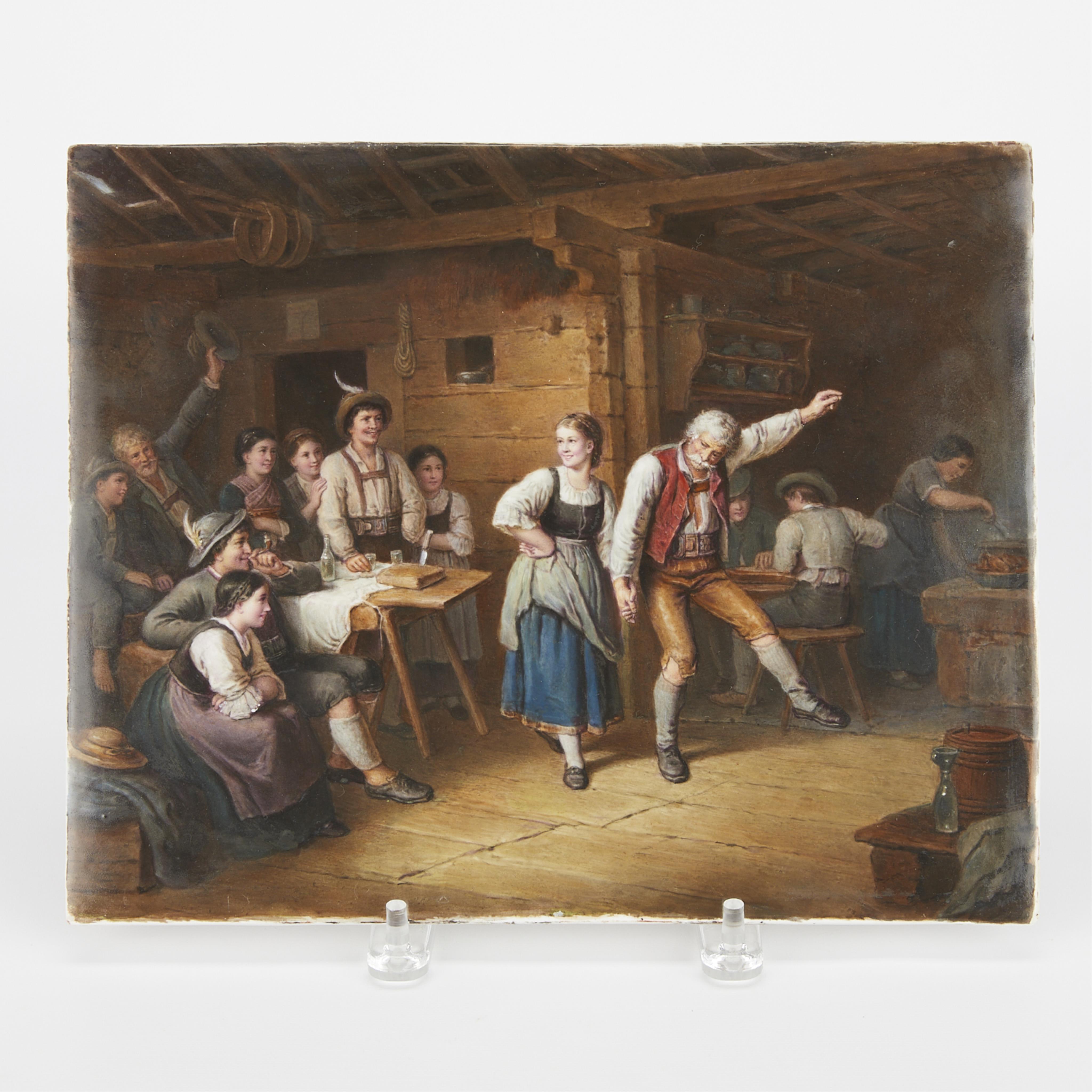 KPM Peasants in Tavern Porcelain Plaque