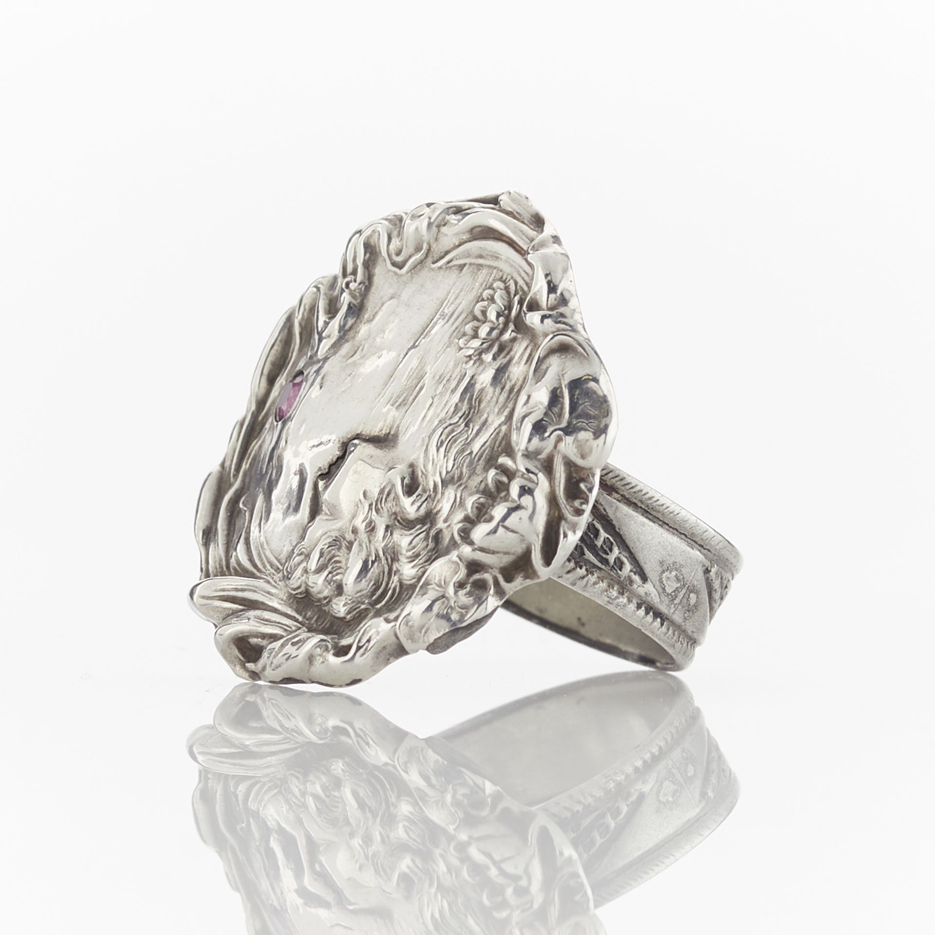 Sterling Silver Art Nouveau Medallion Ring - Bild 3 aus 13