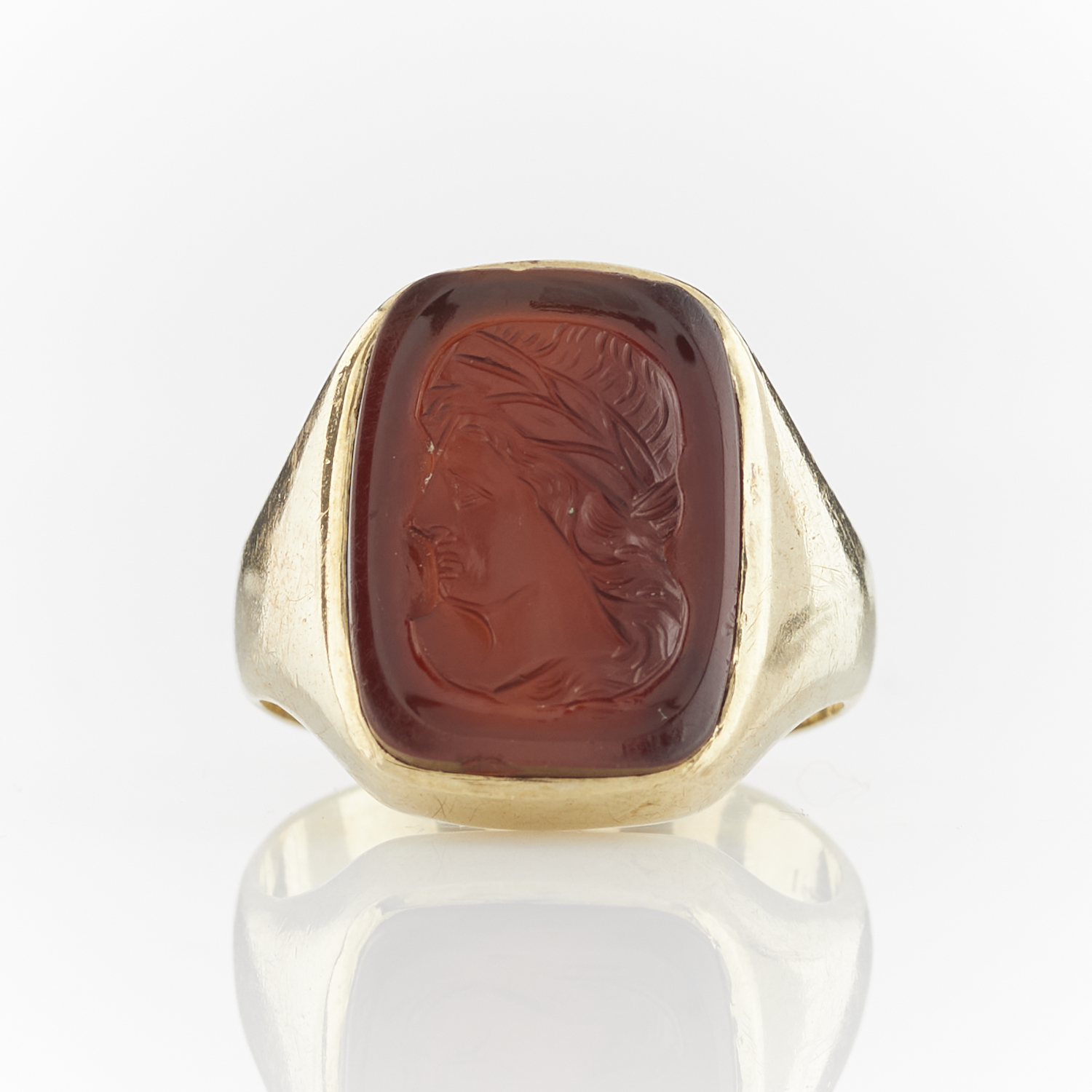 14k Yellow Gold Hardstone Cameo Ring - Image 5 of 11