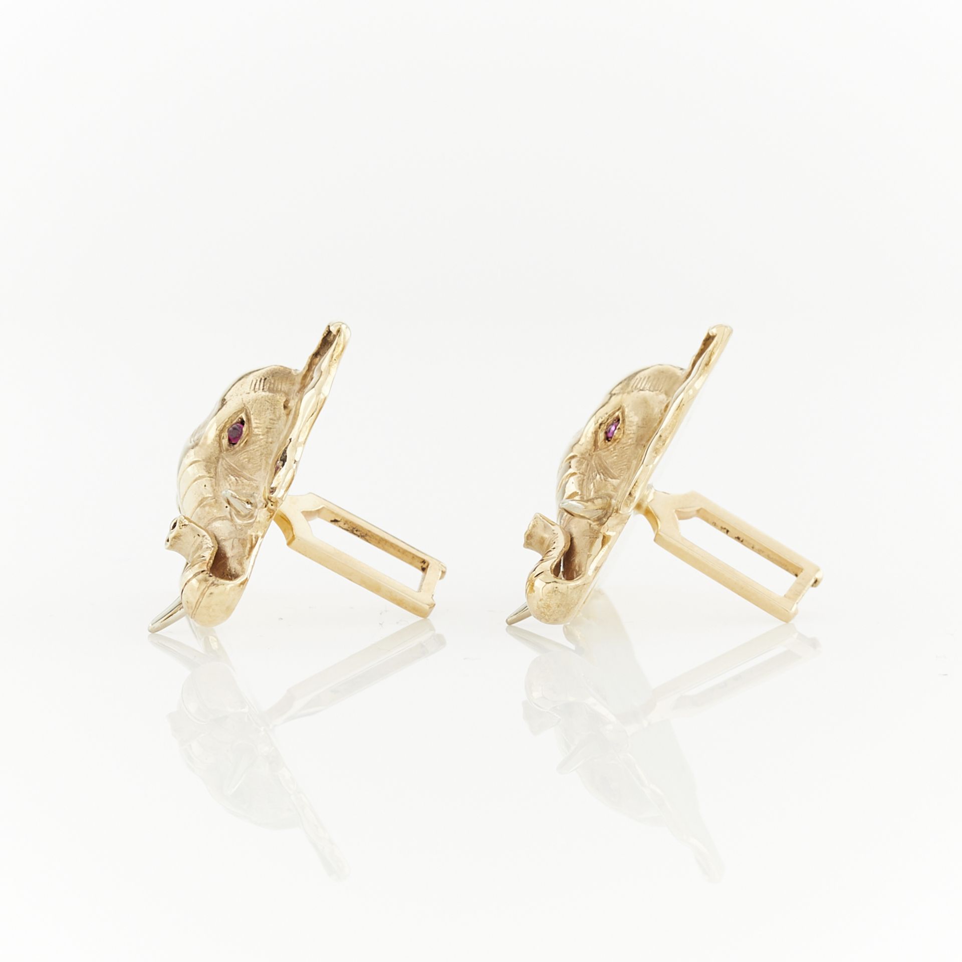 Pair of 14k Elephant Cuff Links - Bild 7 aus 9