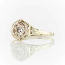 14k Yellow Gold Art Deco Diamond Ring