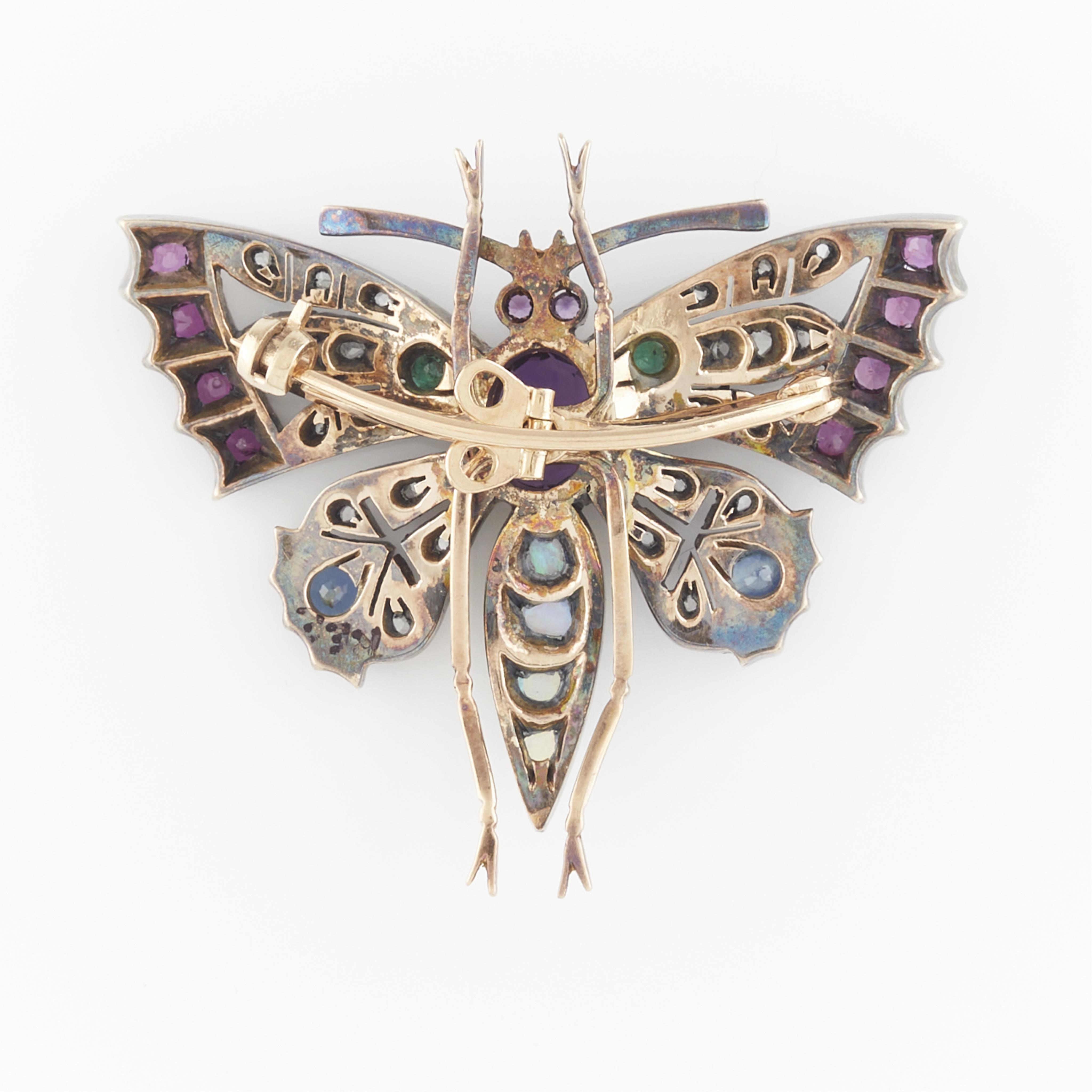 Late Victorian 14k Gem Set Butterfly Brooch - Image 4 of 8