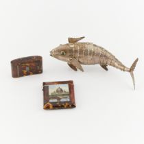 Sterling Silver Fish & 2 Tortoiseshell Cases