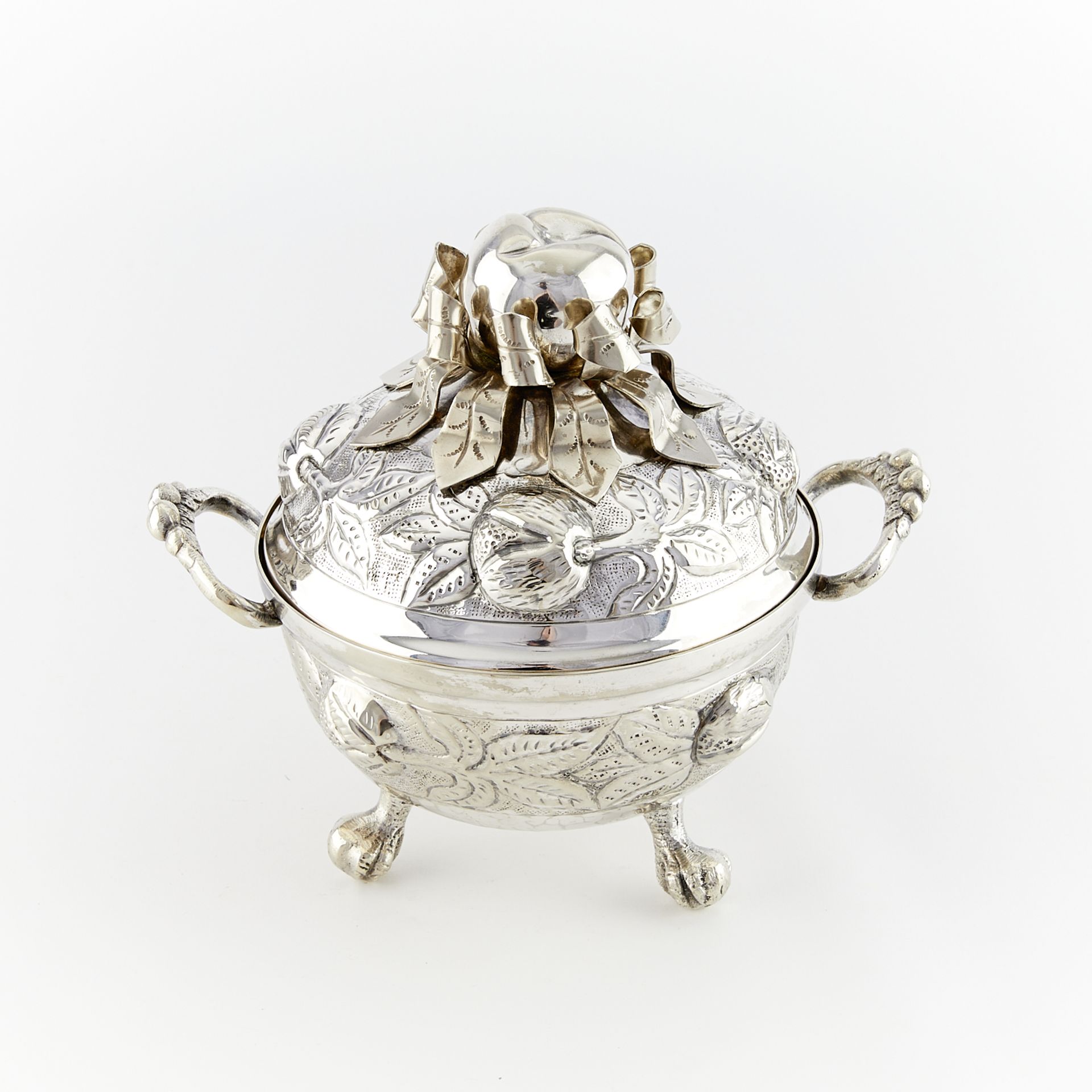 Bolivian Silverplate Covered Tripod Dish - Image 6 of 10