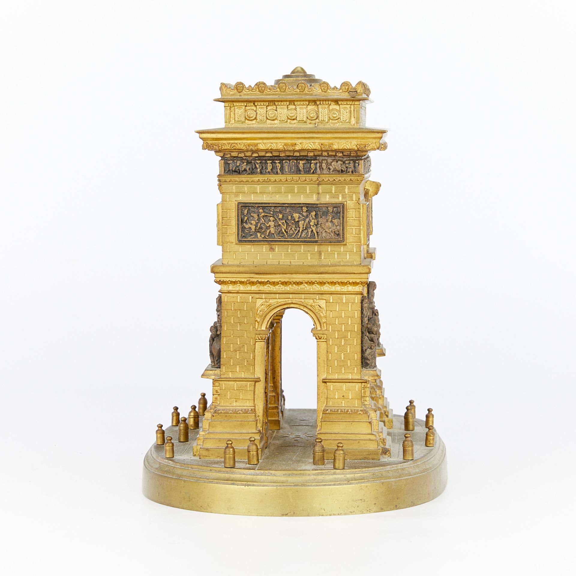 19th c. Grand Tour Gilt Bronze Arc de Triomphe Box - Image 3 of 14