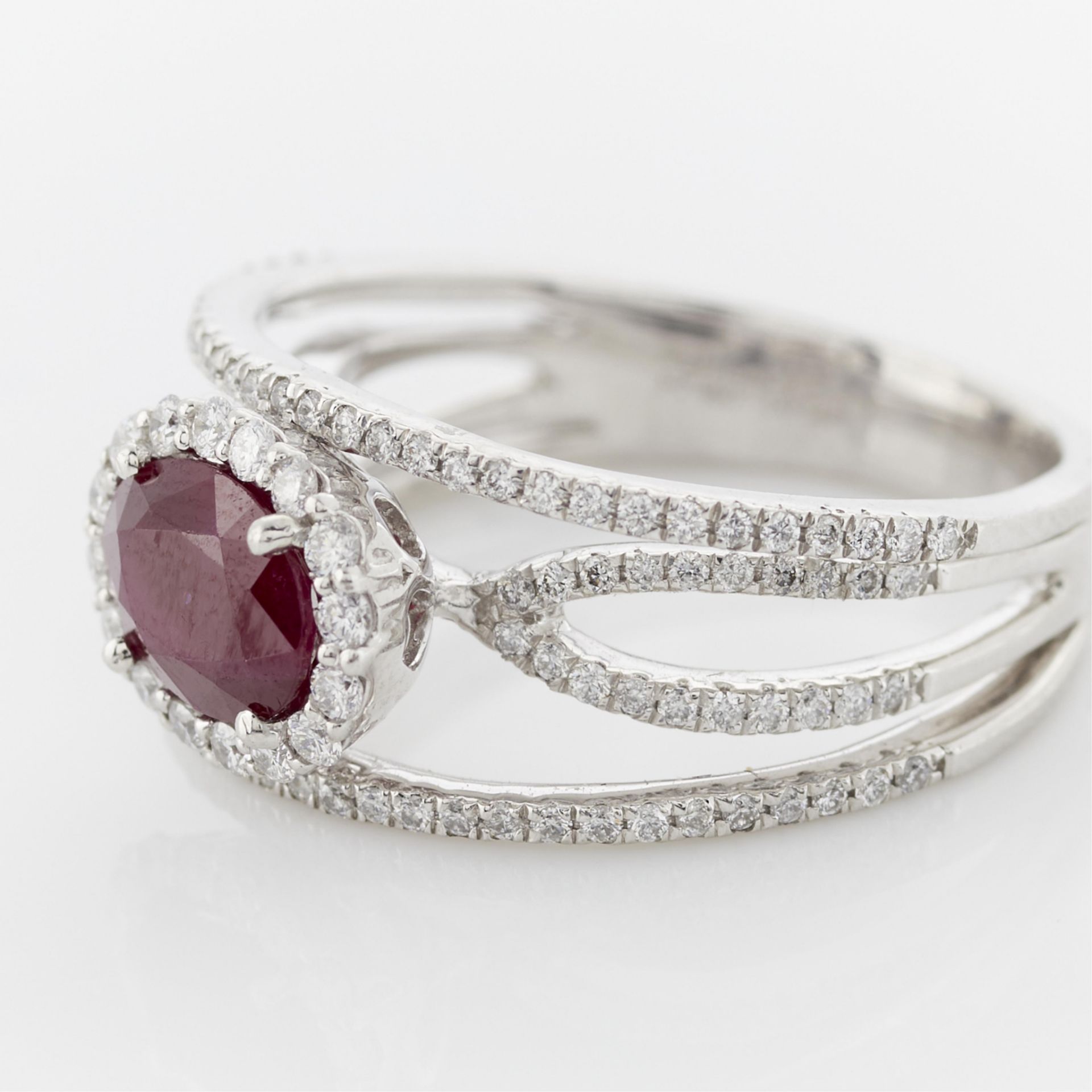 Platinum, Burmese Ruby, & Diamond Ring - Bild 10 aus 14