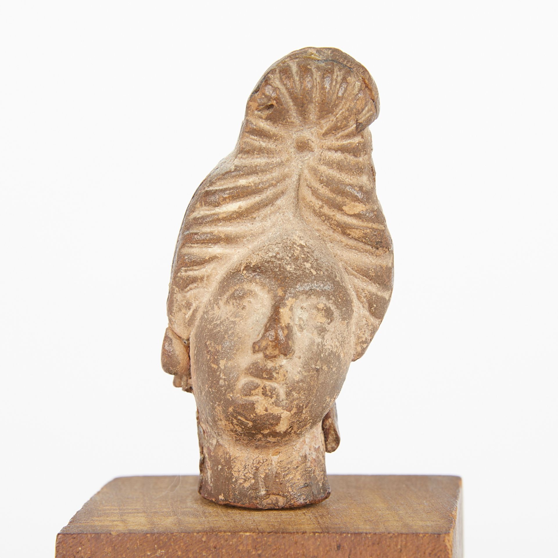 Small Etruscan Head with Wooden Stand