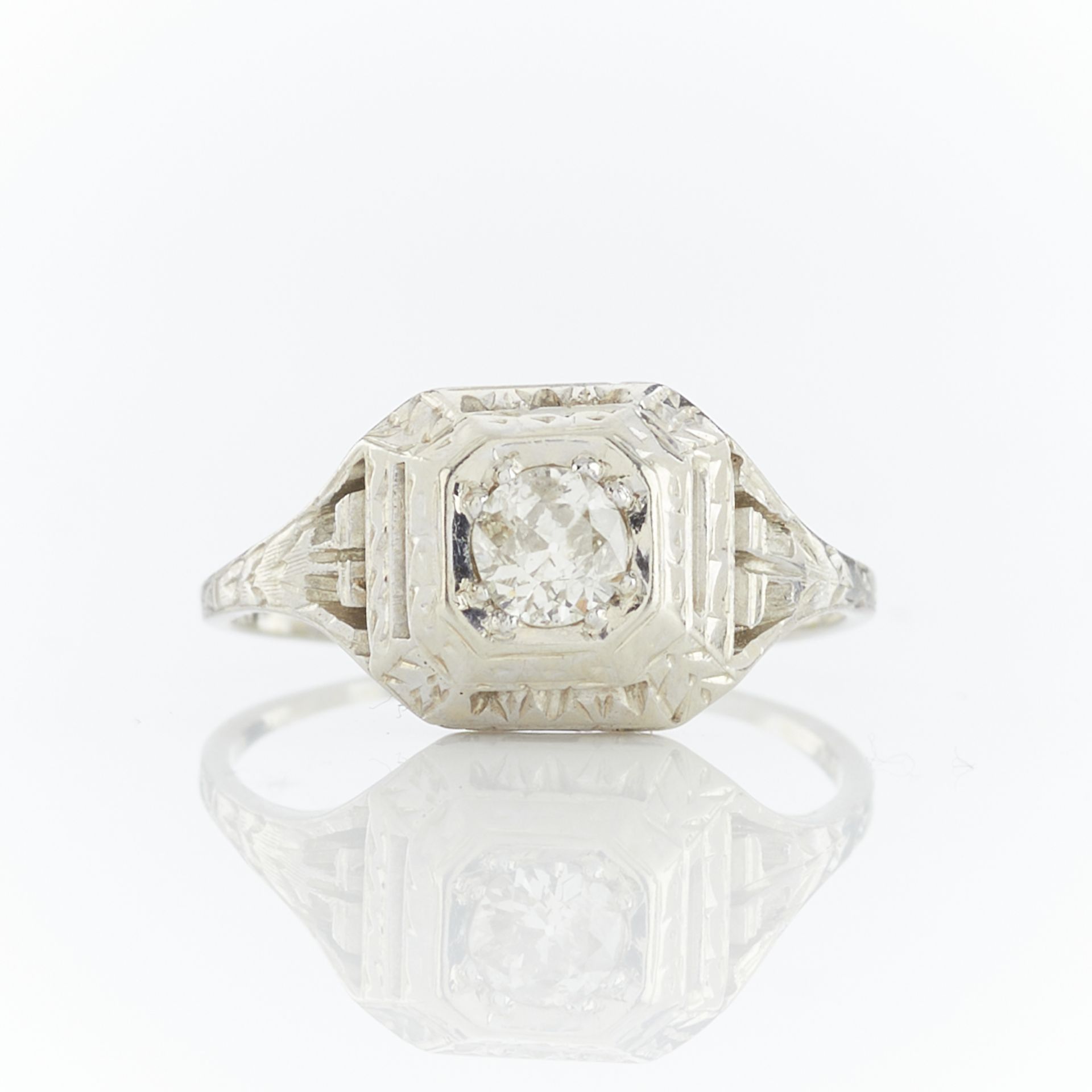 14k White Gold & Diamond Ring - Bild 4 aus 11