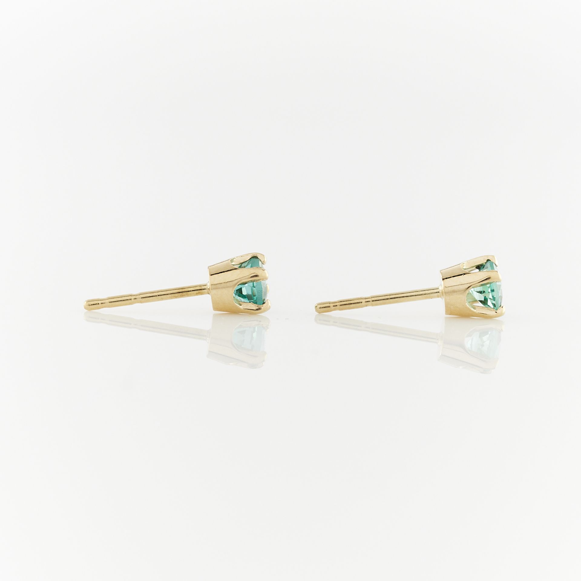 14k Yellow Gold & Emerald Stud Earrings - Image 4 of 7