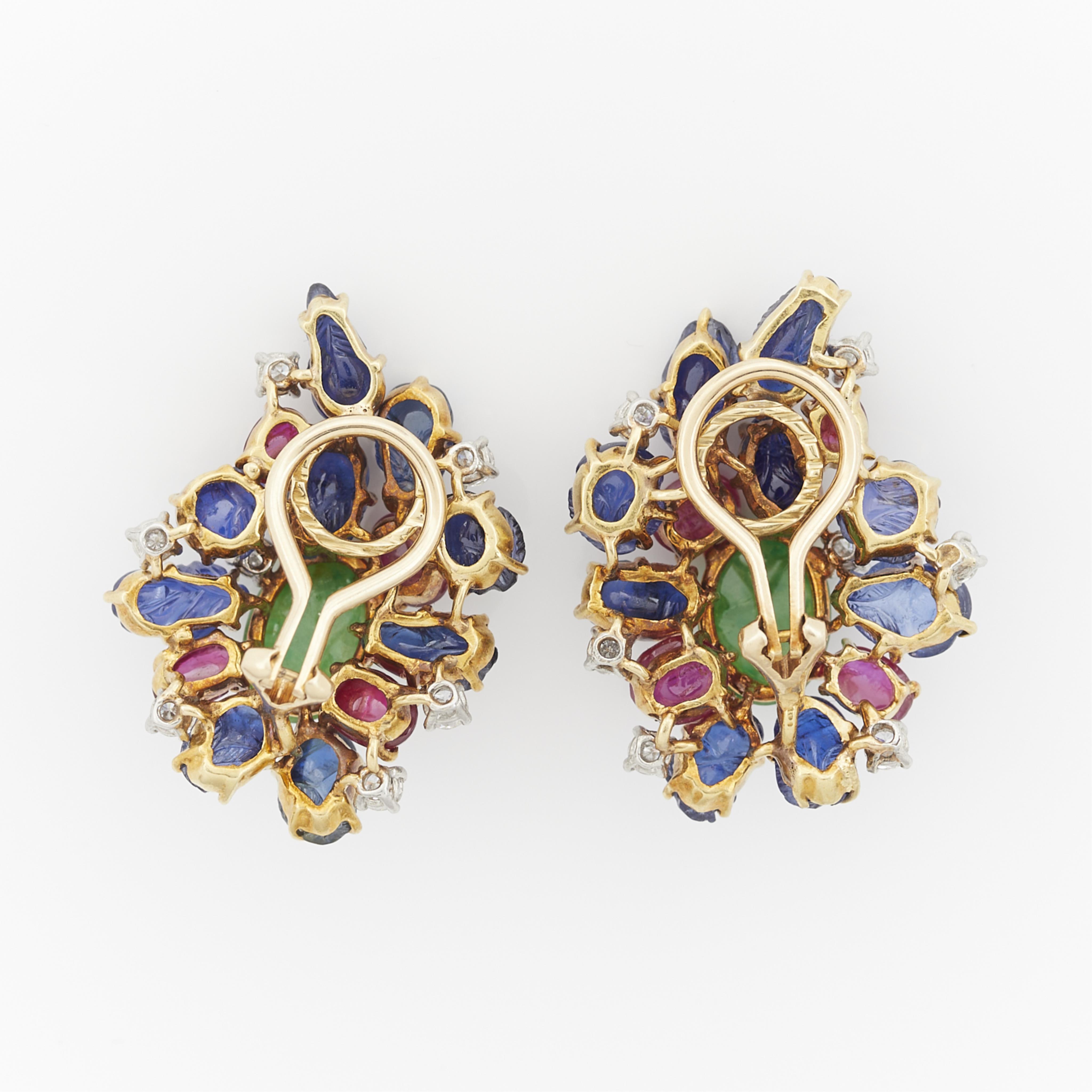 14k Tutti Frutti Earrings w/ Dia. & Colored Stones - Image 7 of 8