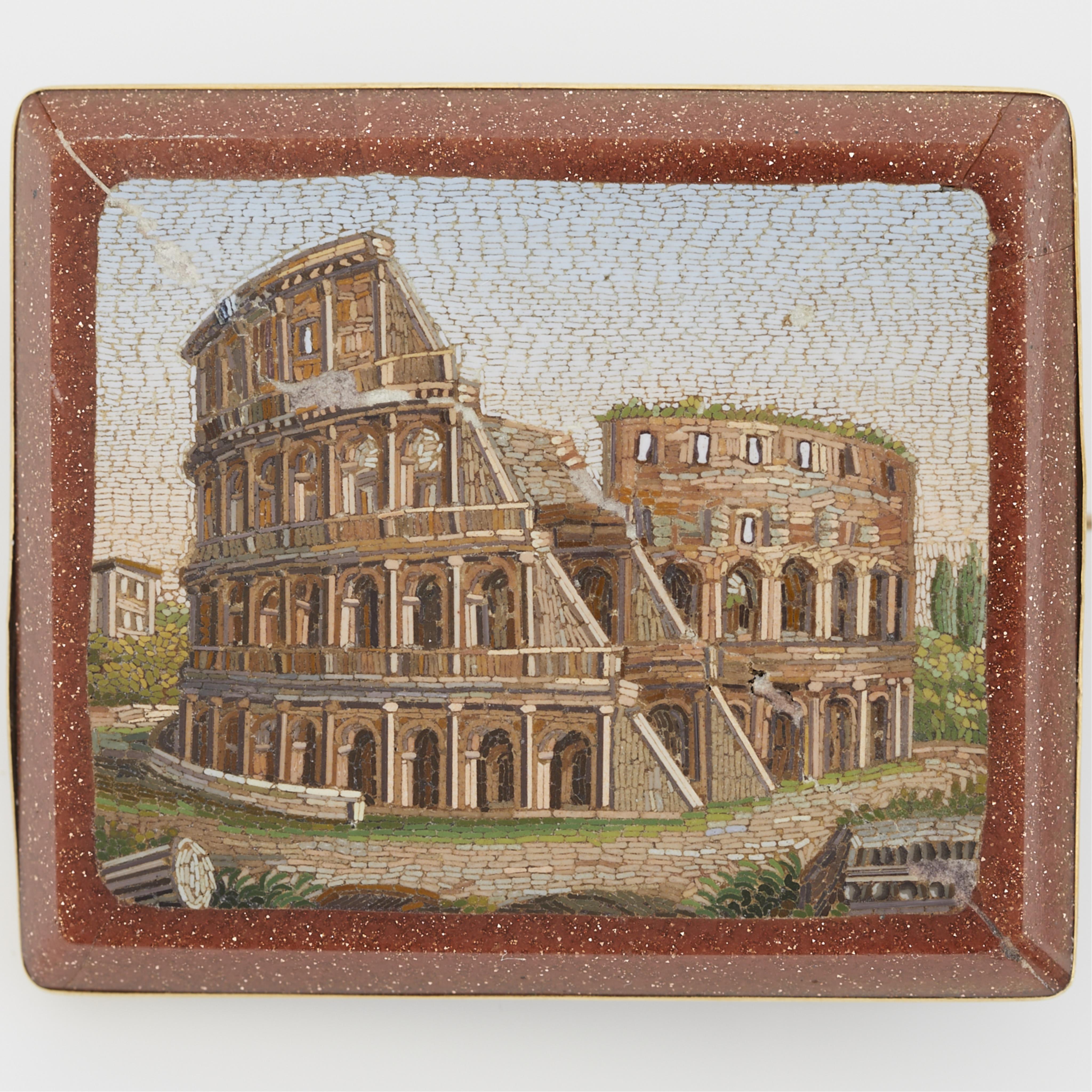 14k Grand Tour Micromosaic Brooch of the Colosseum - Image 3 of 7
