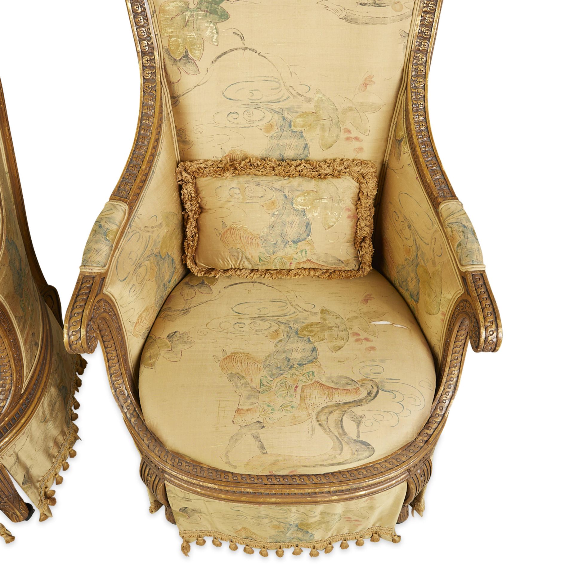 Set 4 Louis XVI Style Giltwood Bergeres Armchairs - Image 9 of 26