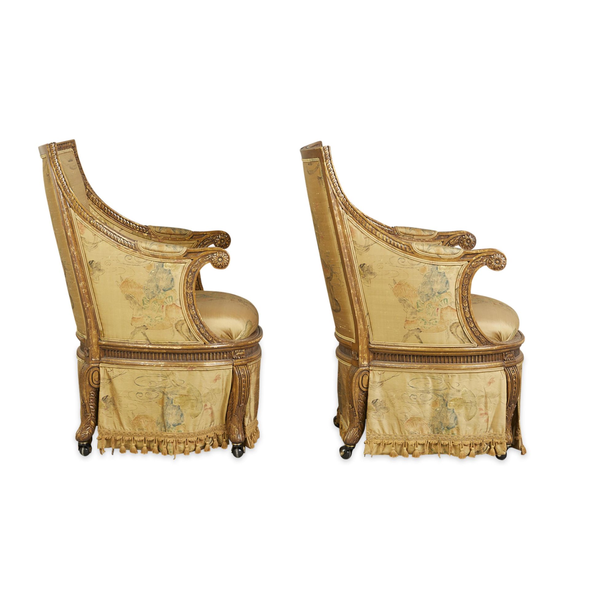 Set 4 Louis XVI Style Giltwood Bergeres Armchairs - Bild 5 aus 26