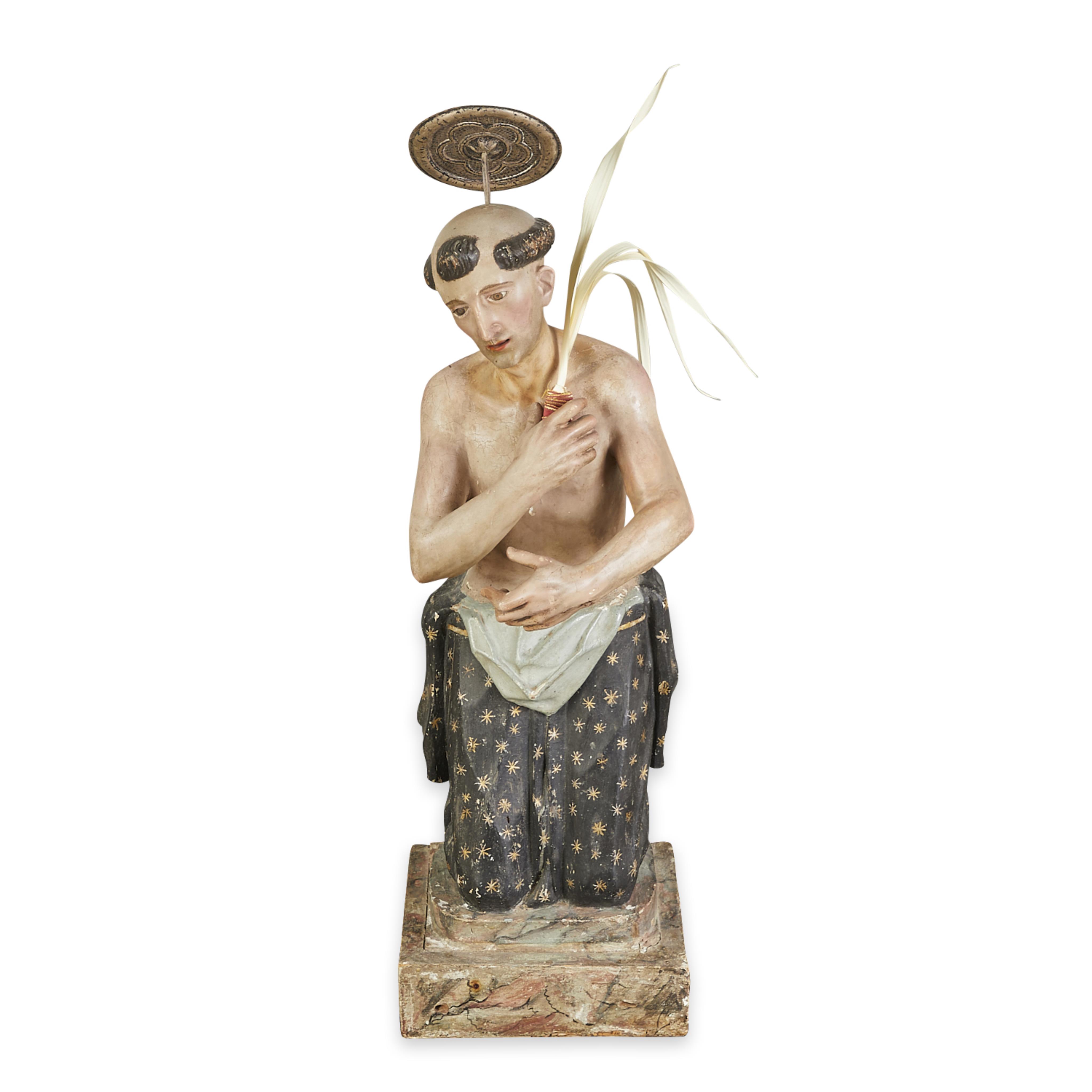 Polychrome Santos Figure of St. Nicholas Tolentino - Image 8 of 12
