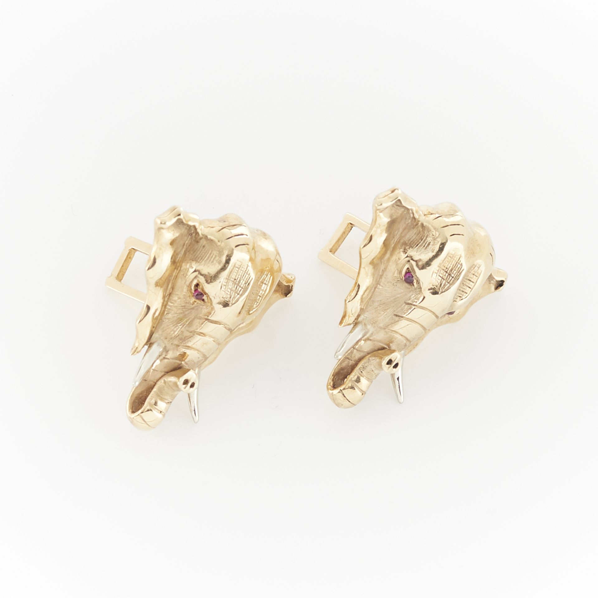 Pair of 14k Elephant Cuff Links - Image 5 of 9