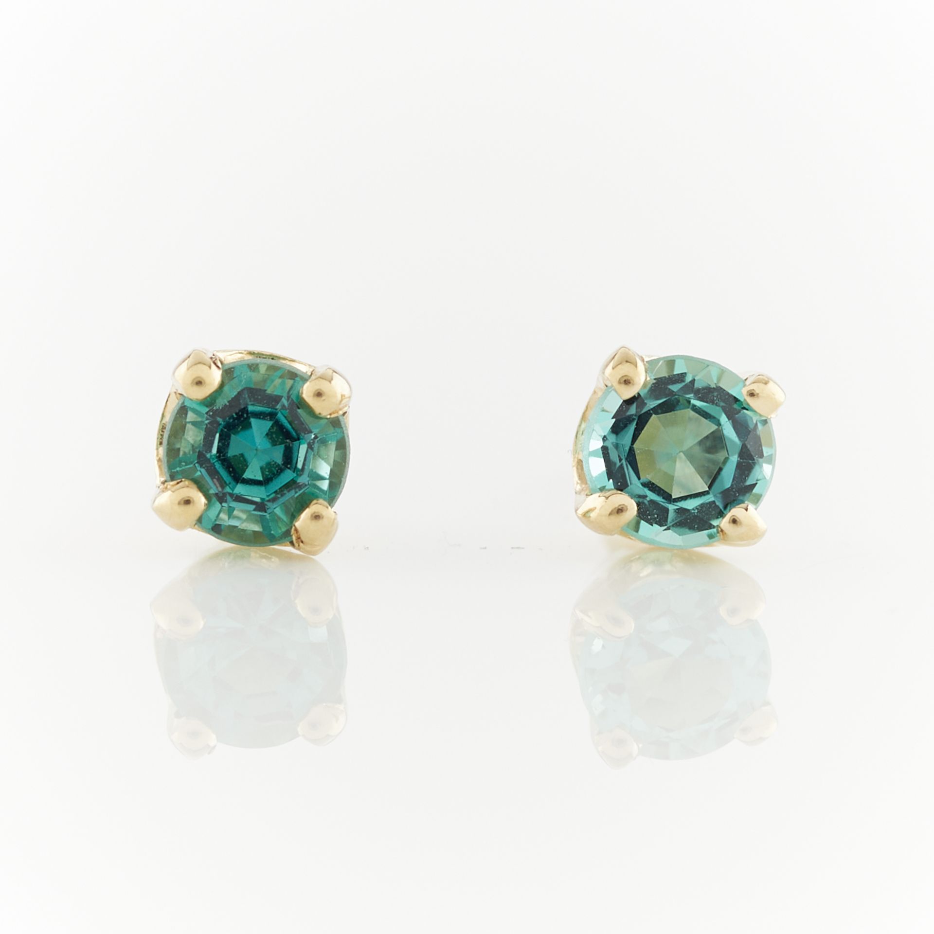 14k Yellow Gold & Emerald Stud Earrings - Image 3 of 7