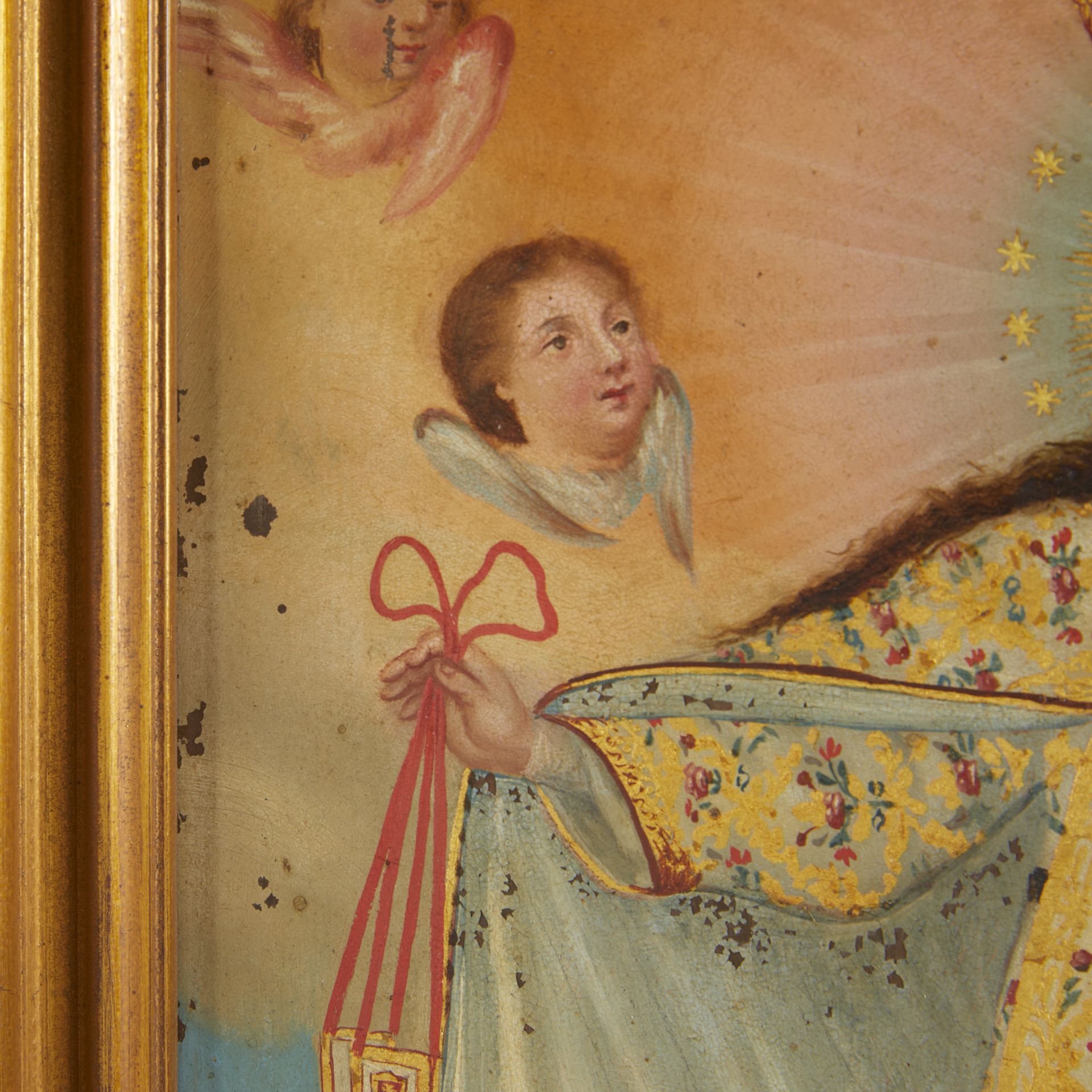 Spanish Colonial Lady of Mercy Painting on Metal - Image 7 of 9