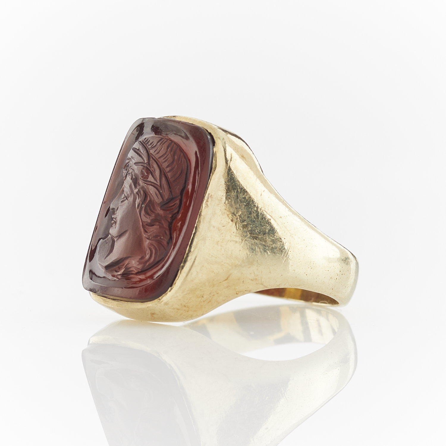 14k Yellow Gold Hardstone Cameo Ring - Image 4 of 11