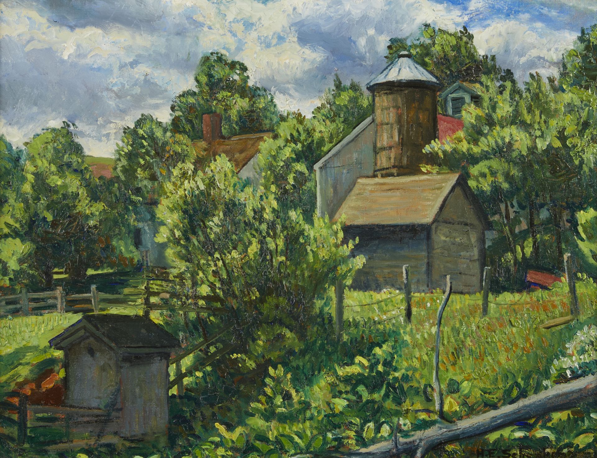 Henry Schnakenberg "Farm Buildings" Painting