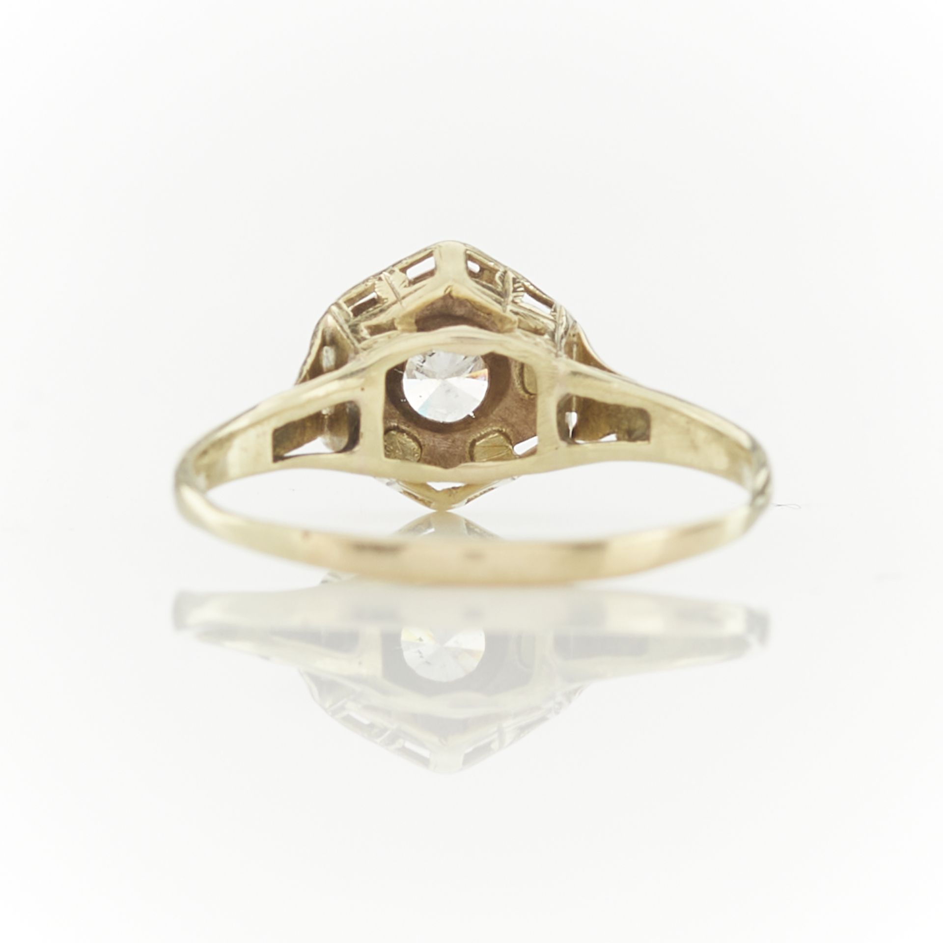14k Yellow Gold Art Deco Diamond Ring - Bild 6 aus 11