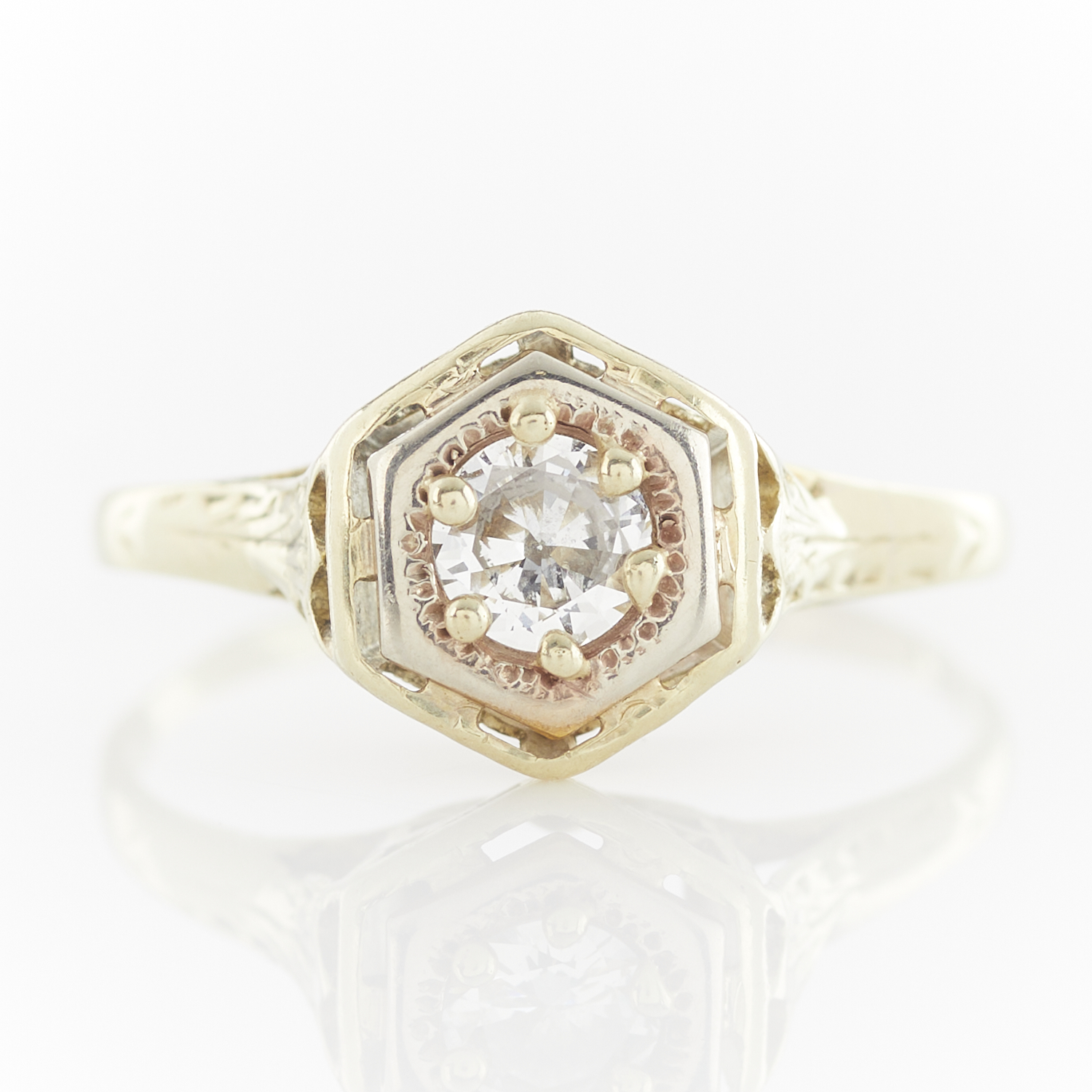 14k Yellow Gold Art Deco Diamond Ring - Image 9 of 11